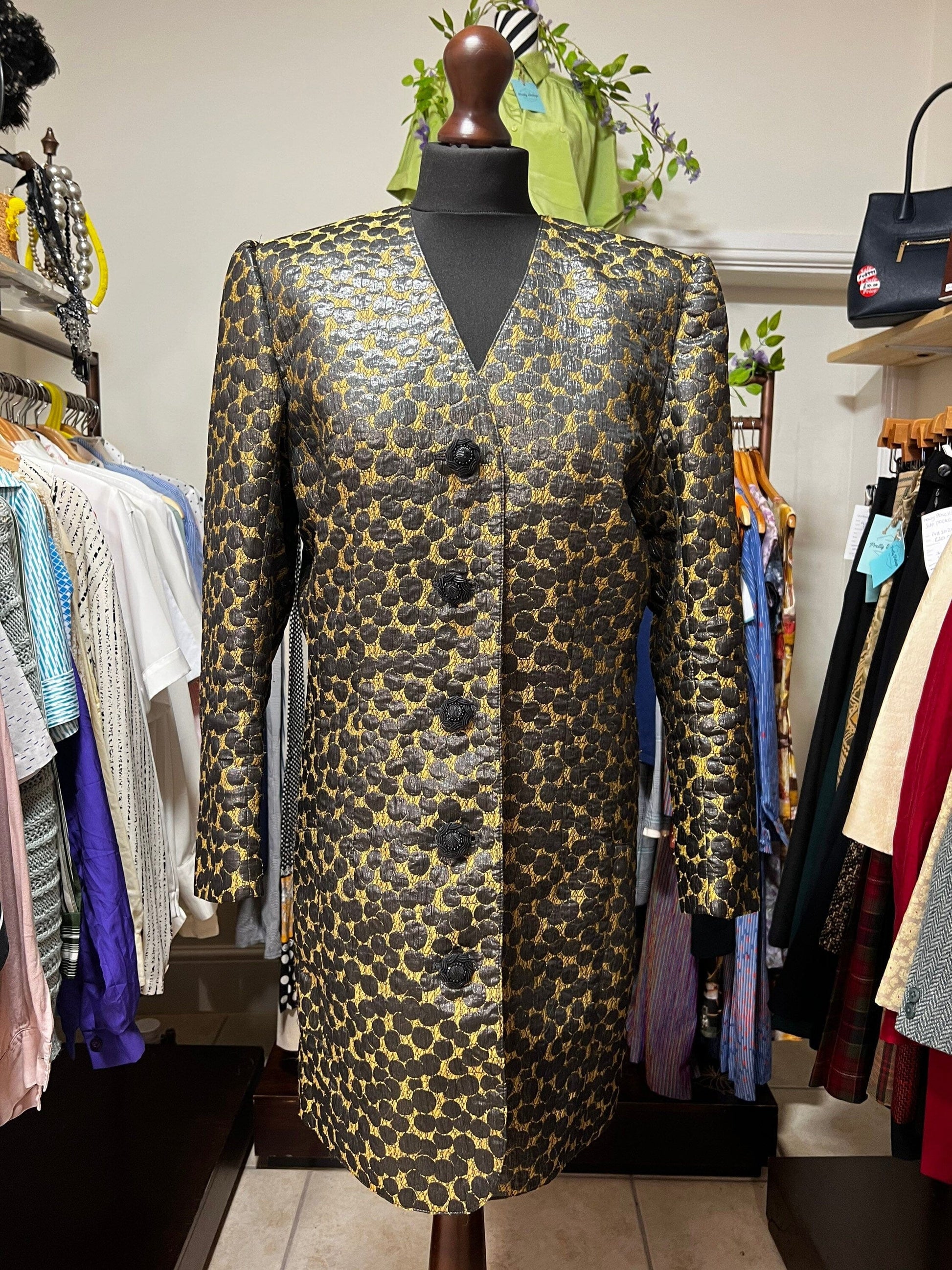 Vintage Hardy Amies Blazer Evening Jacket Leopard Print - 12 - Longline