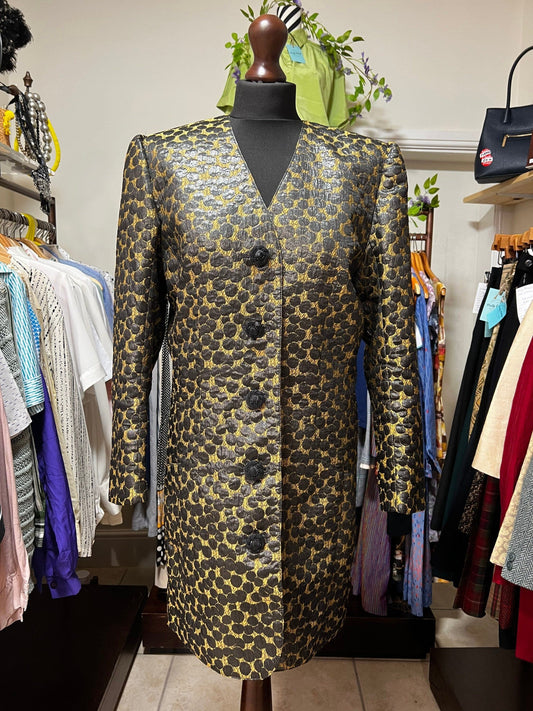Vintage Hardy Amies Blazer Evening Jacket Leopard Print - 12 - Longline