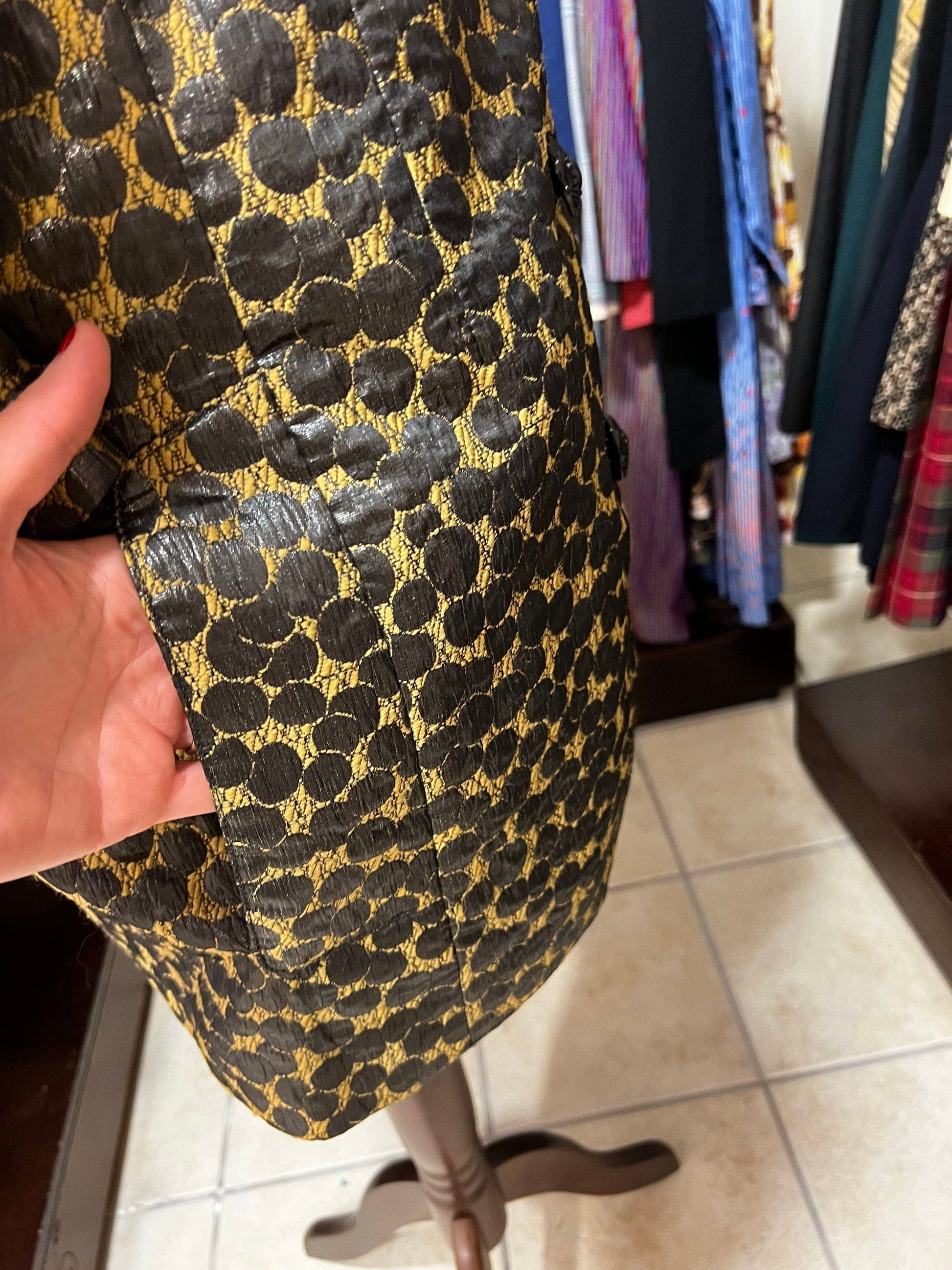 Vintage Hardy Amies Blazer Evening Jacket Leopard Print - 12 - Longline