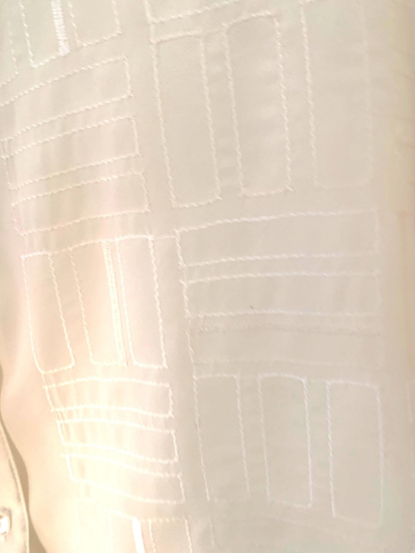 Cream Vintage Blouse Semi Sheer Button Through Boxy long Sleeves - Size 14