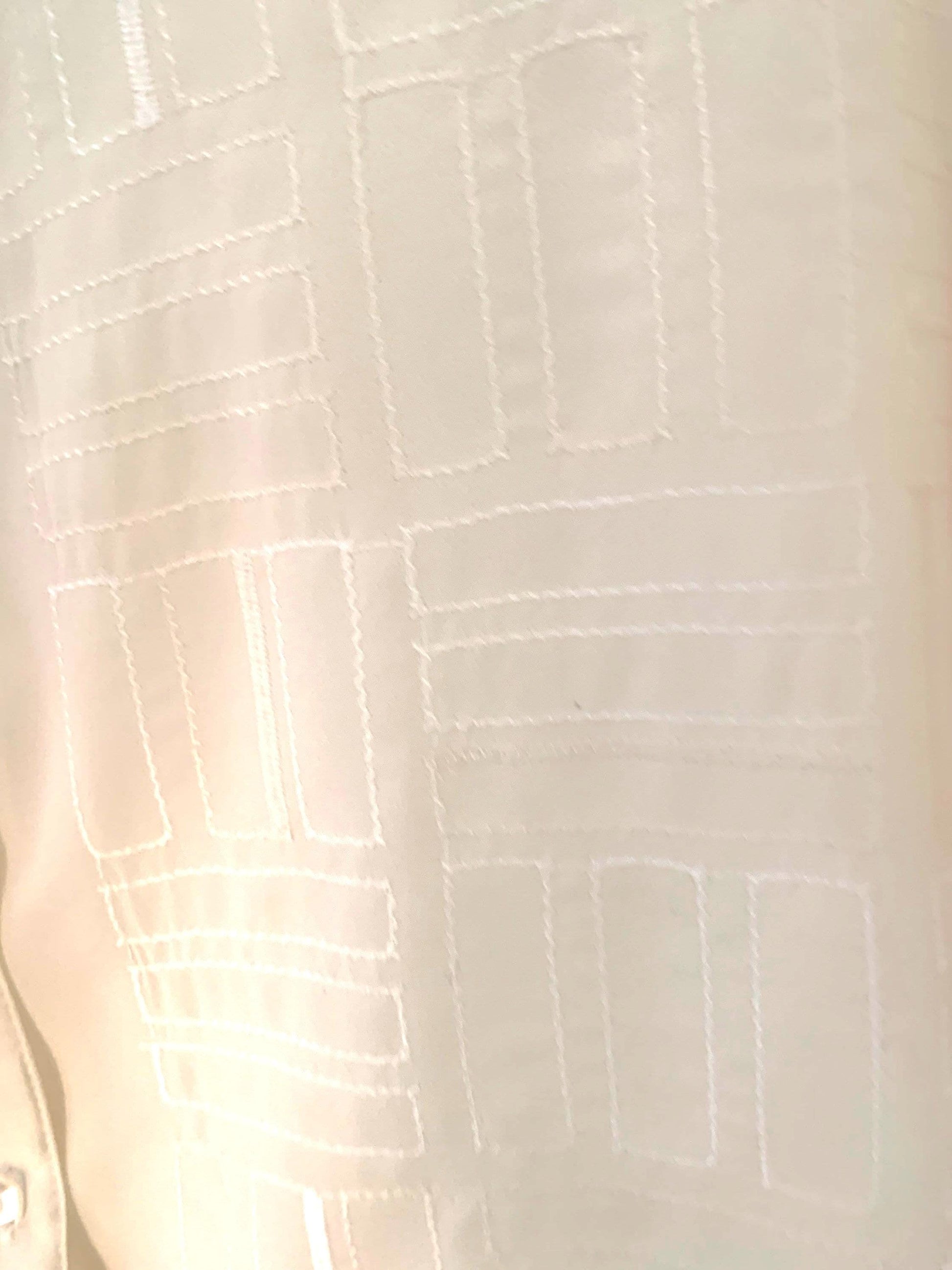 Cream Vintage Blouse Semi Sheer Button Through Boxy long Sleeves - Size 14