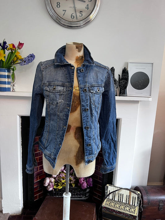 Vintage blue denim jacket 80’s denim jacket - Vintage denim Jacket Blue Stonewashed Denim - Fitted UK10-12