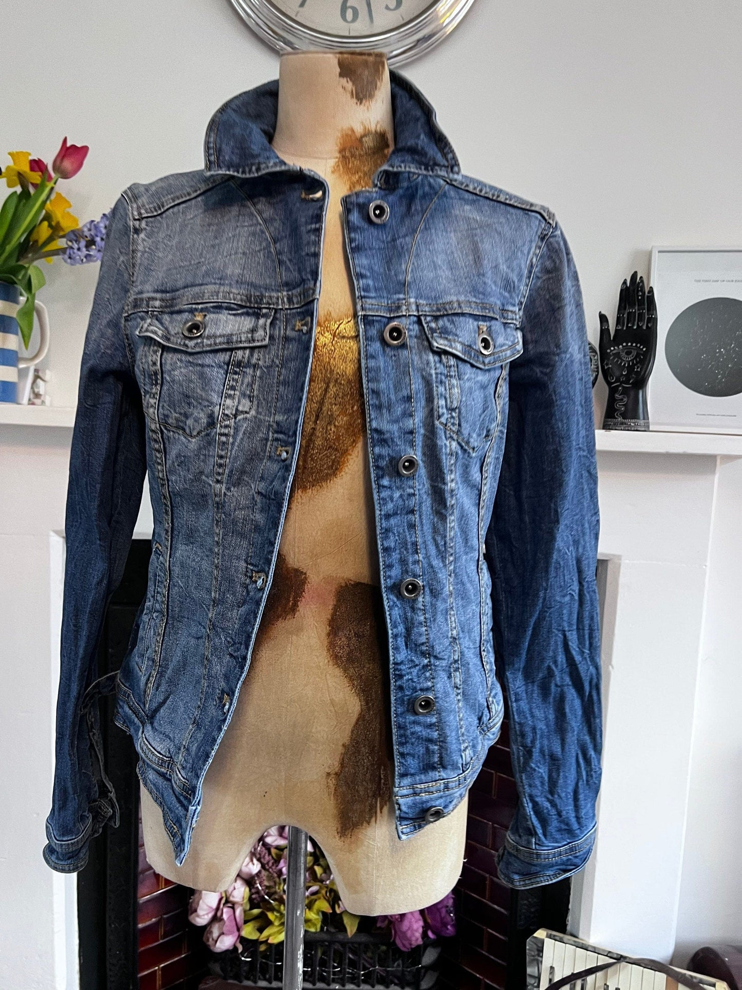 Vintage blue denim jacket 80’s denim jacket - Vintage denim Jacket Blue Stonewashed Denim - Fitted UK10-12