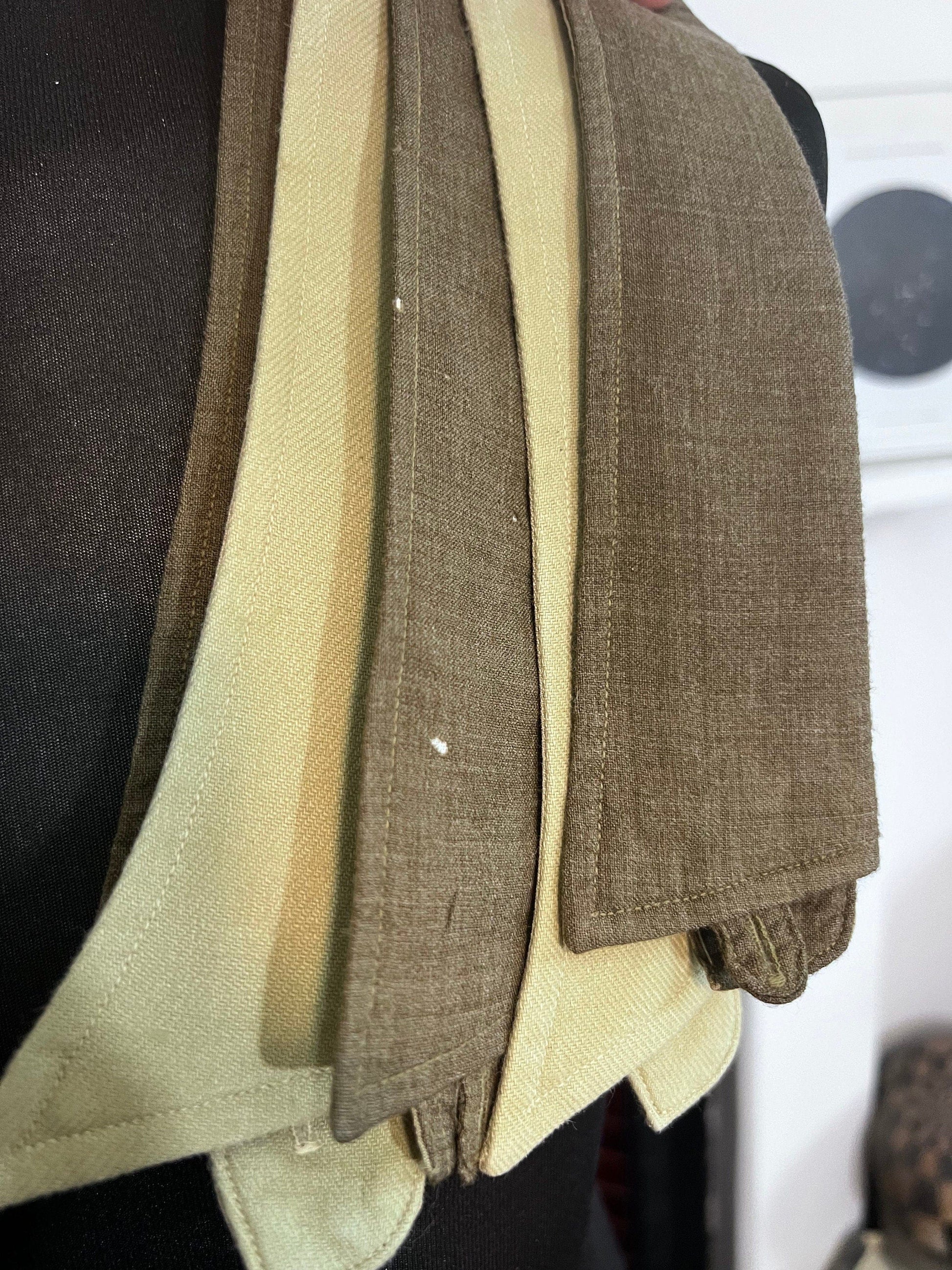 Vintage Detachable Collars 40s Mens WW2 Dated Shirt Collars 1940s Khaki Collars detachable collars, HTH 1944 5 Mens British army collar x 5