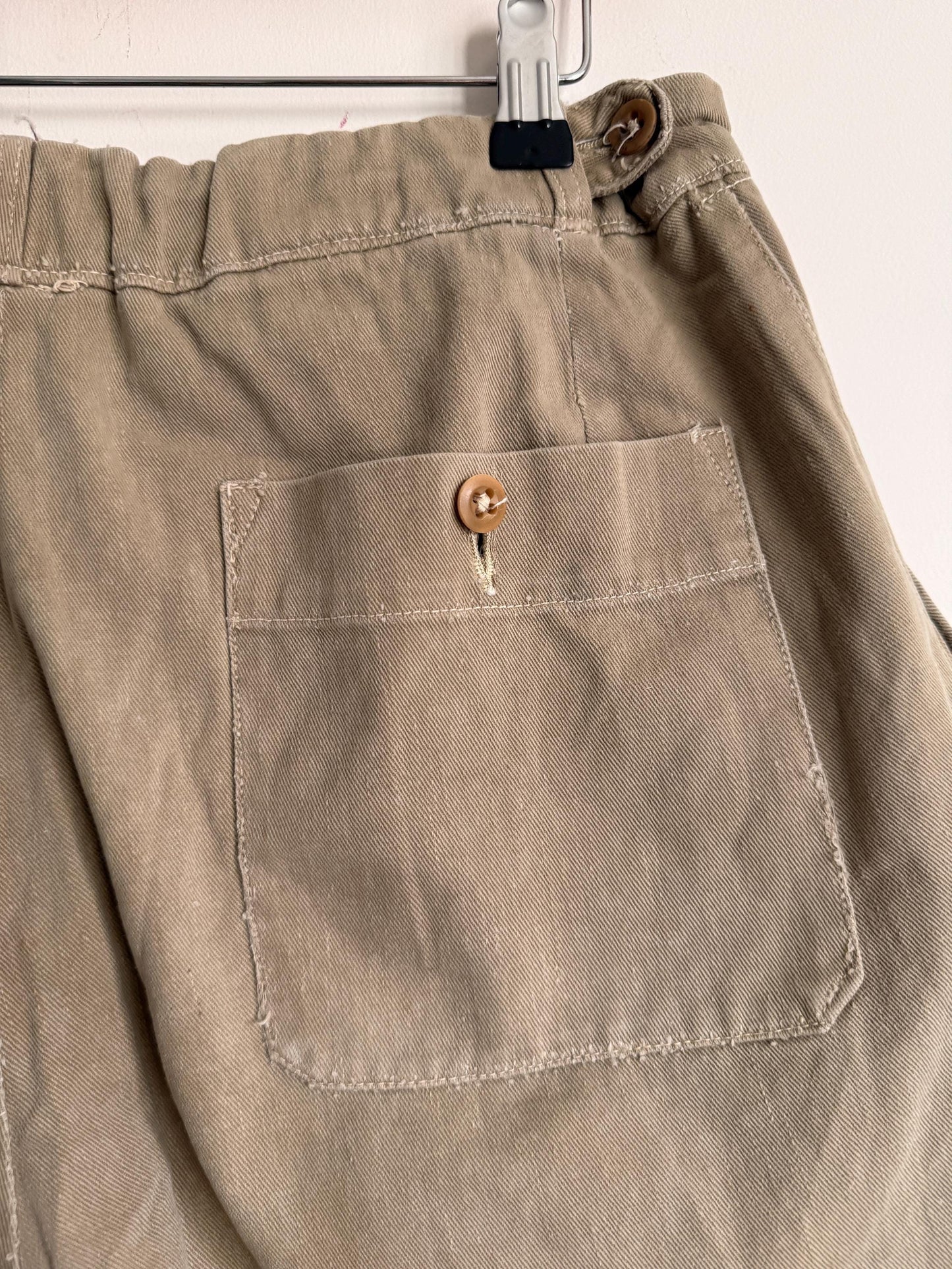Vintage British Khaki Cotton Drill Shorts UWIN Made in England R F Carter Jonas Named Military Style