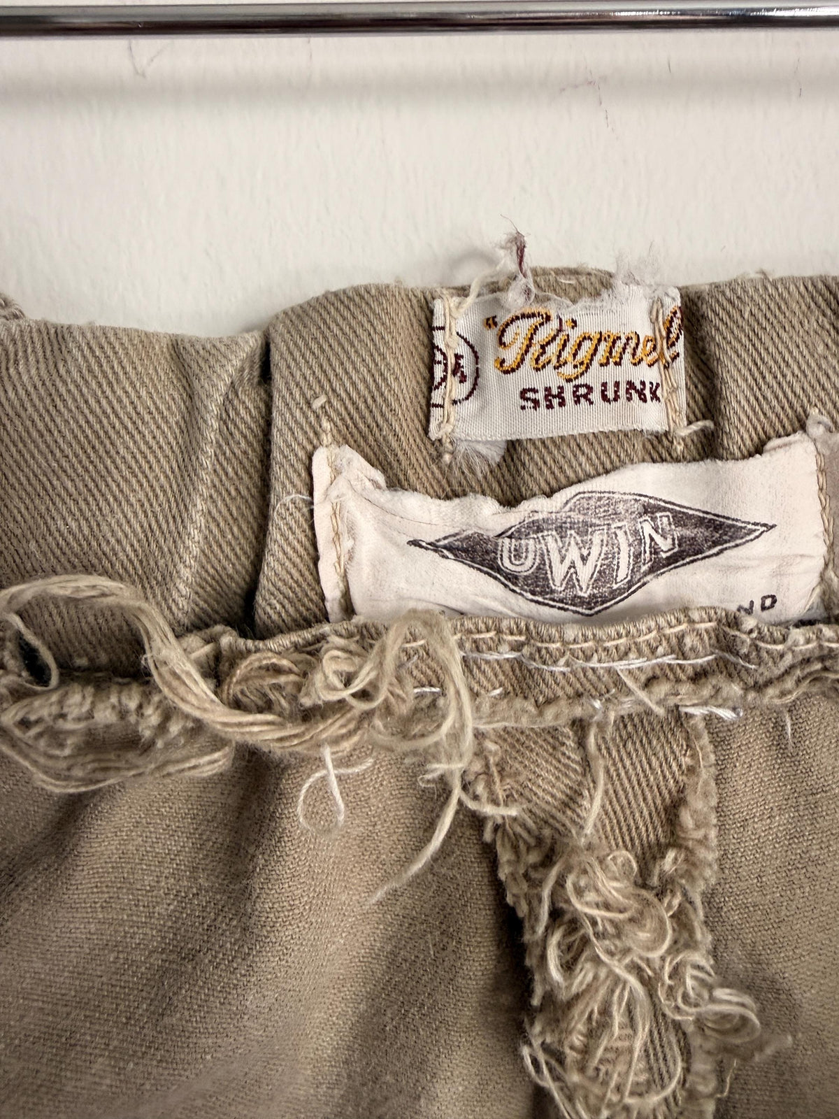 Vintage British Khaki Cotton Drill Shorts UWIN Made in England R F Carter Jonas Named Military Style