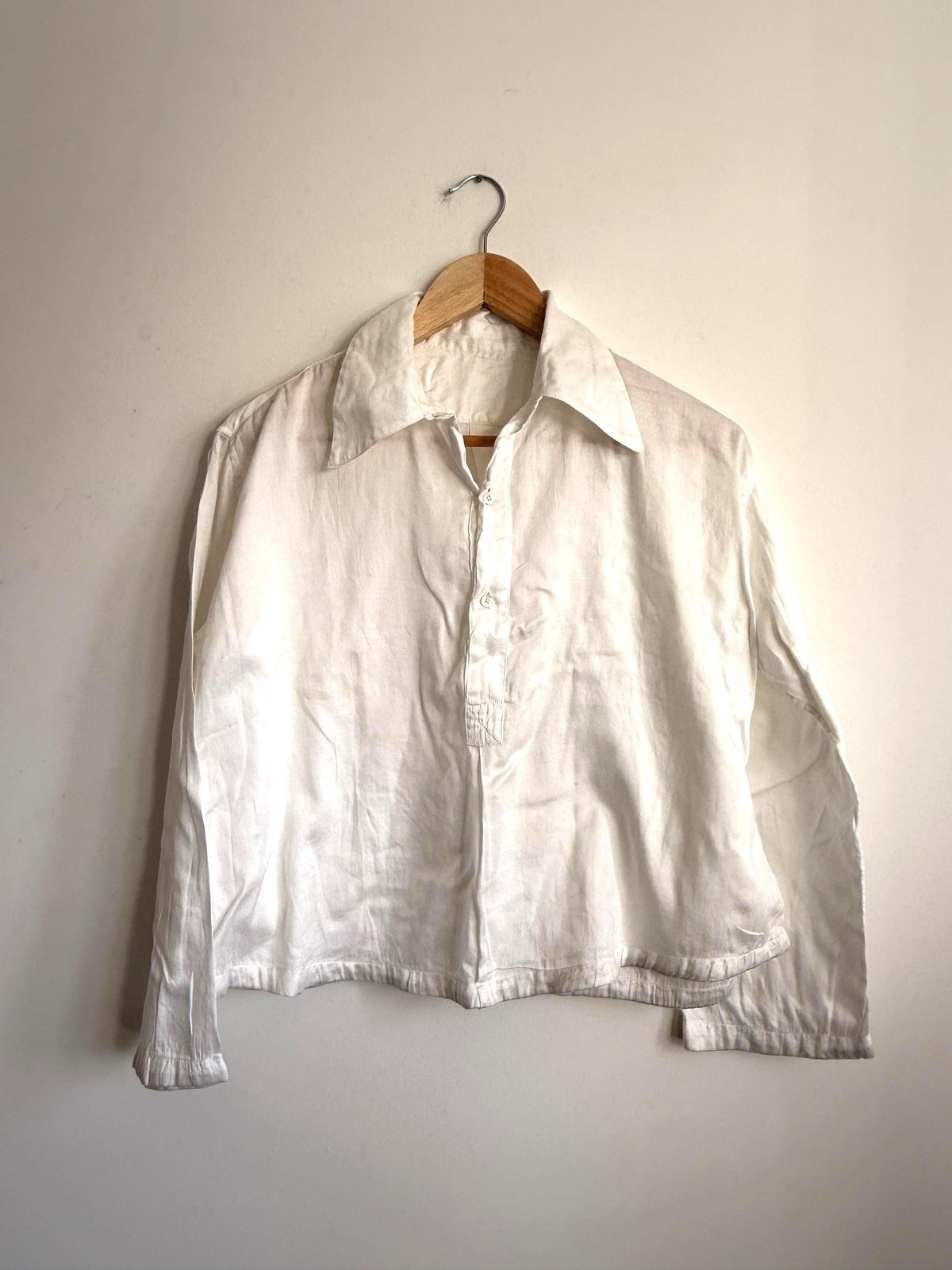 Vintage White Naval Style Cotton Drill Shirt British Sailor Pullover Work Shirt Maritime Military Style 1940s 1950s Utility Workwear Unisex