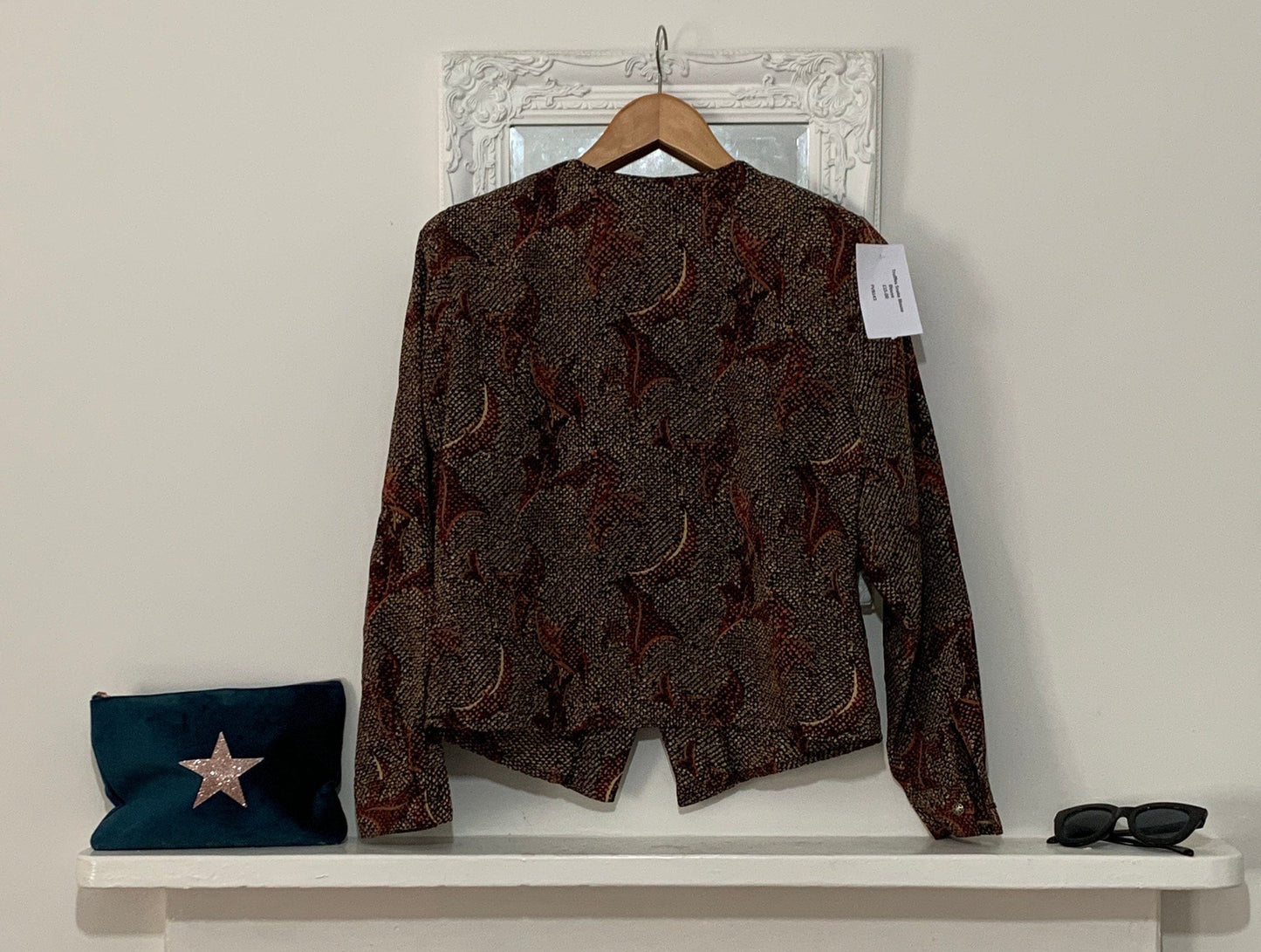 Brown Snake Print Blouse - Classic 1980s Cropped Blouse