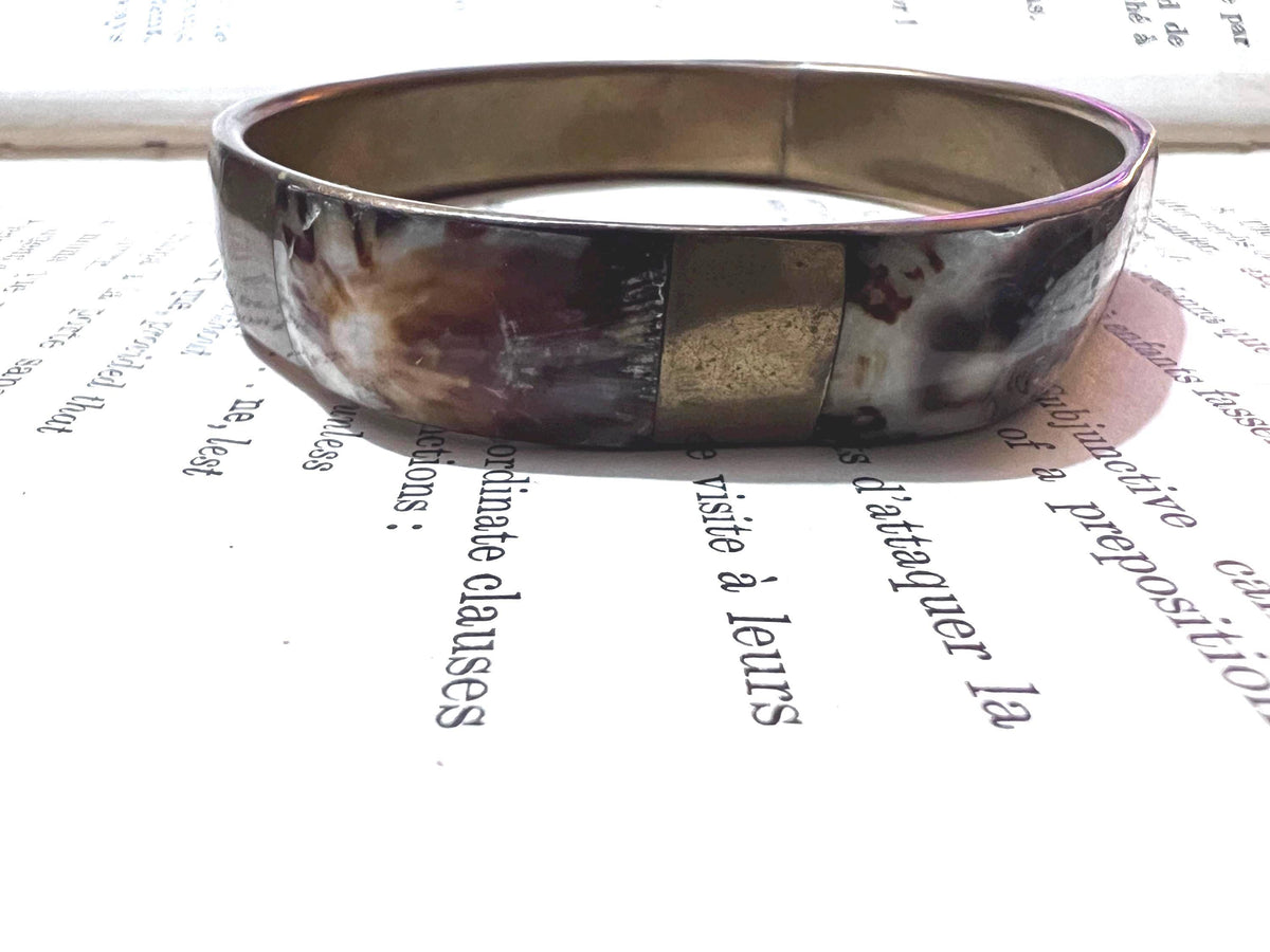 Brown Vintage Bangle, Metal Enamel Brown, Brown Bangle, Metal enamel Bangle, 1940s, 1950s, Stacking Bangle, Vintage Jewellery, Enamel
