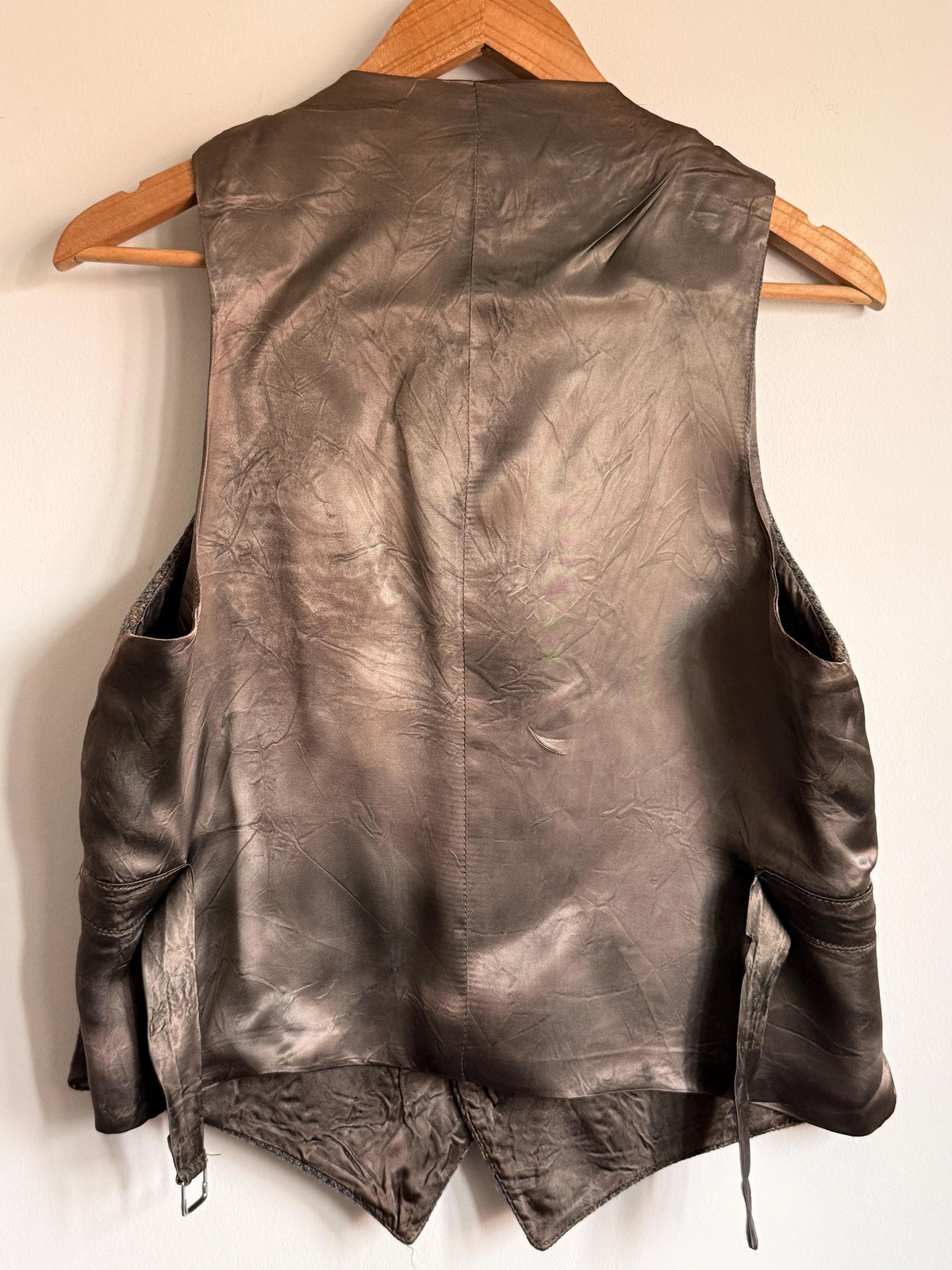 Vintage Brown Grey Check Tweed Vest | Wool Blend Country Gentleman Waistcoat (Size M)