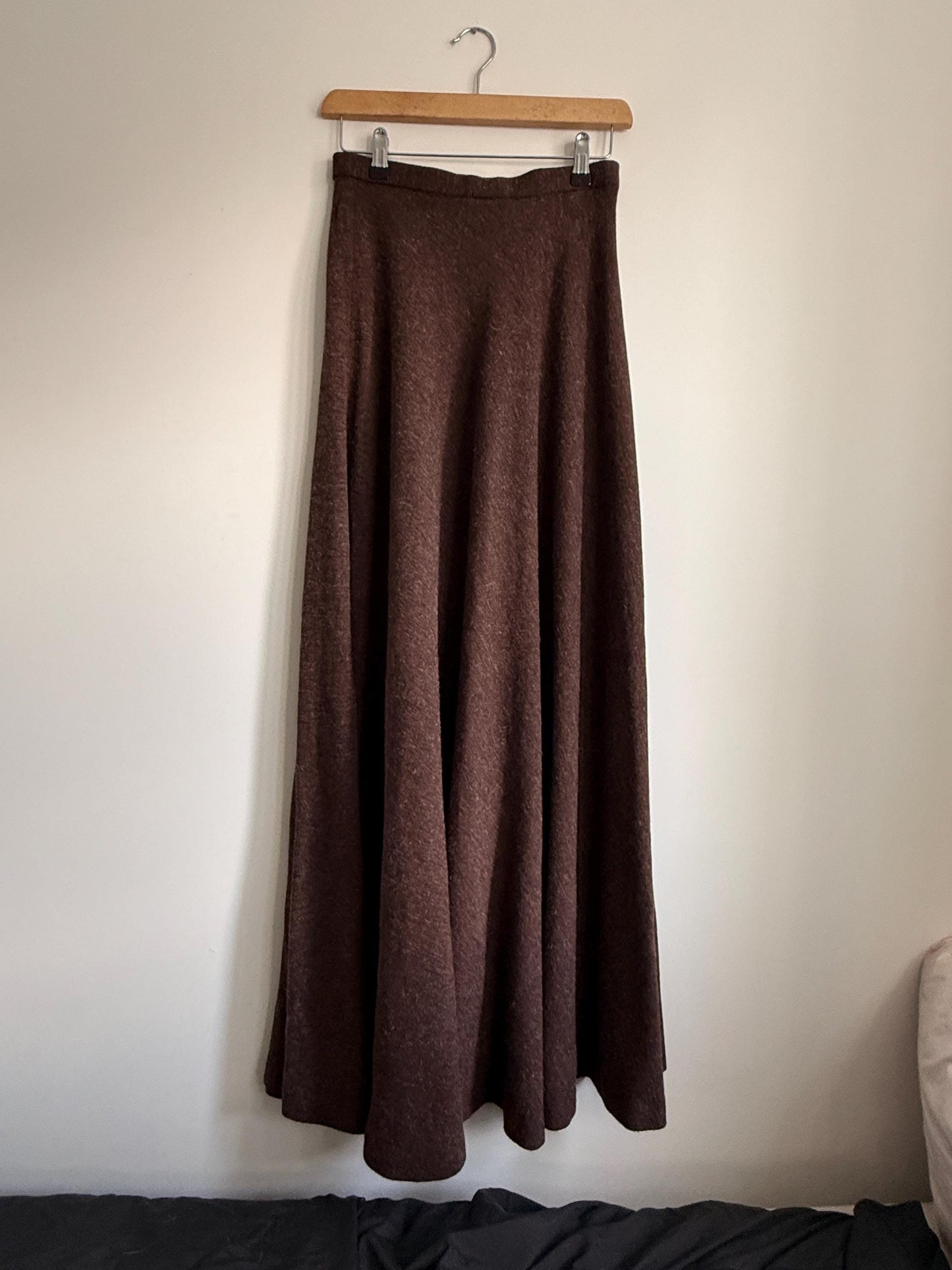 Vintage Brown Knit Two Piece Set UK 10 12 | 1970s Skirt Suit | Maxi Skirt & Cropped Jacket | Minimal Vintage Coordinates - St Andre London