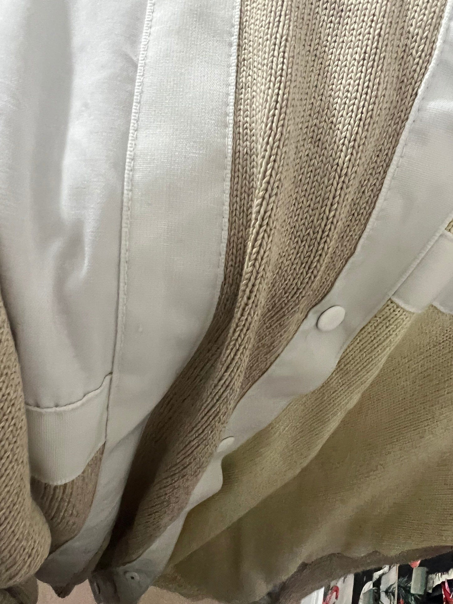 80s M&S St Michael Cardigan With pockets - block square design panels cream yellow beige