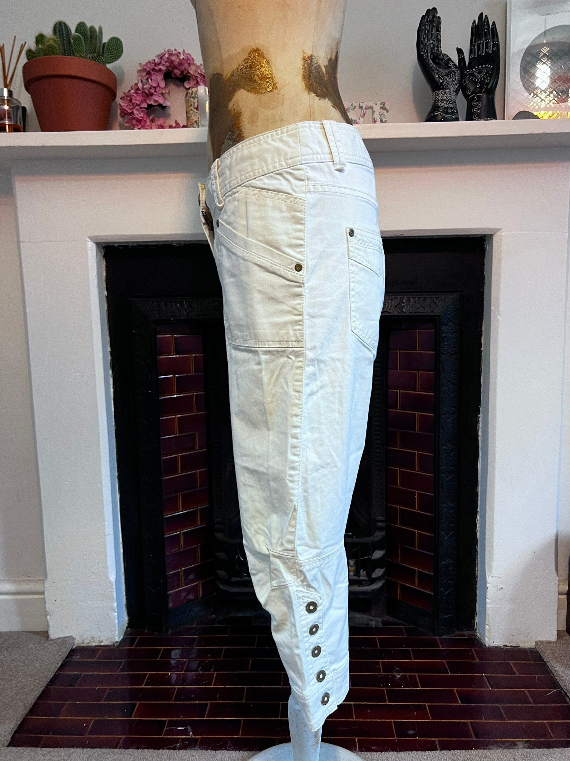 1990s Vintage cropped cargo chino mid rise trouser , UK 12 waist 32” Leg 19”