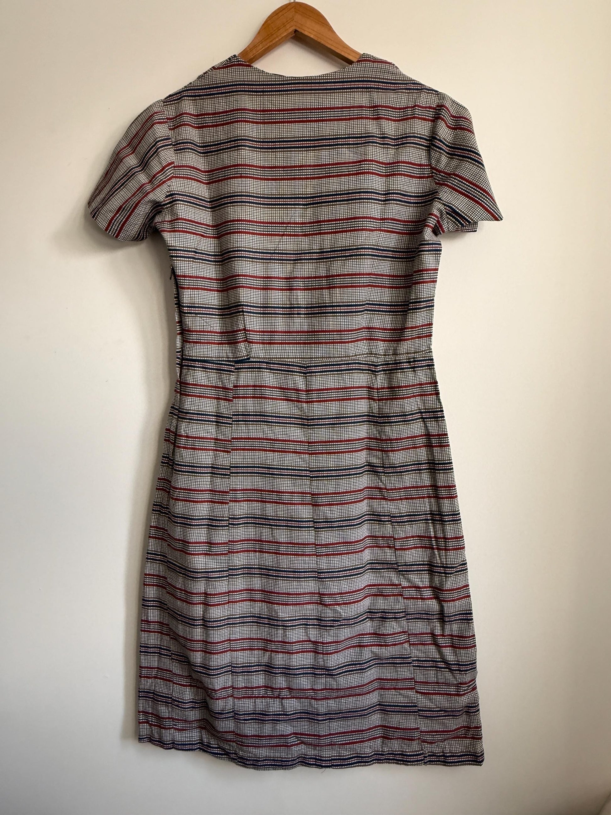 Vintage Checked Day Dress UK 12 | 1950s Midi Dress | Prairie Collar Dress | Retro Check Dress | Cottagecore