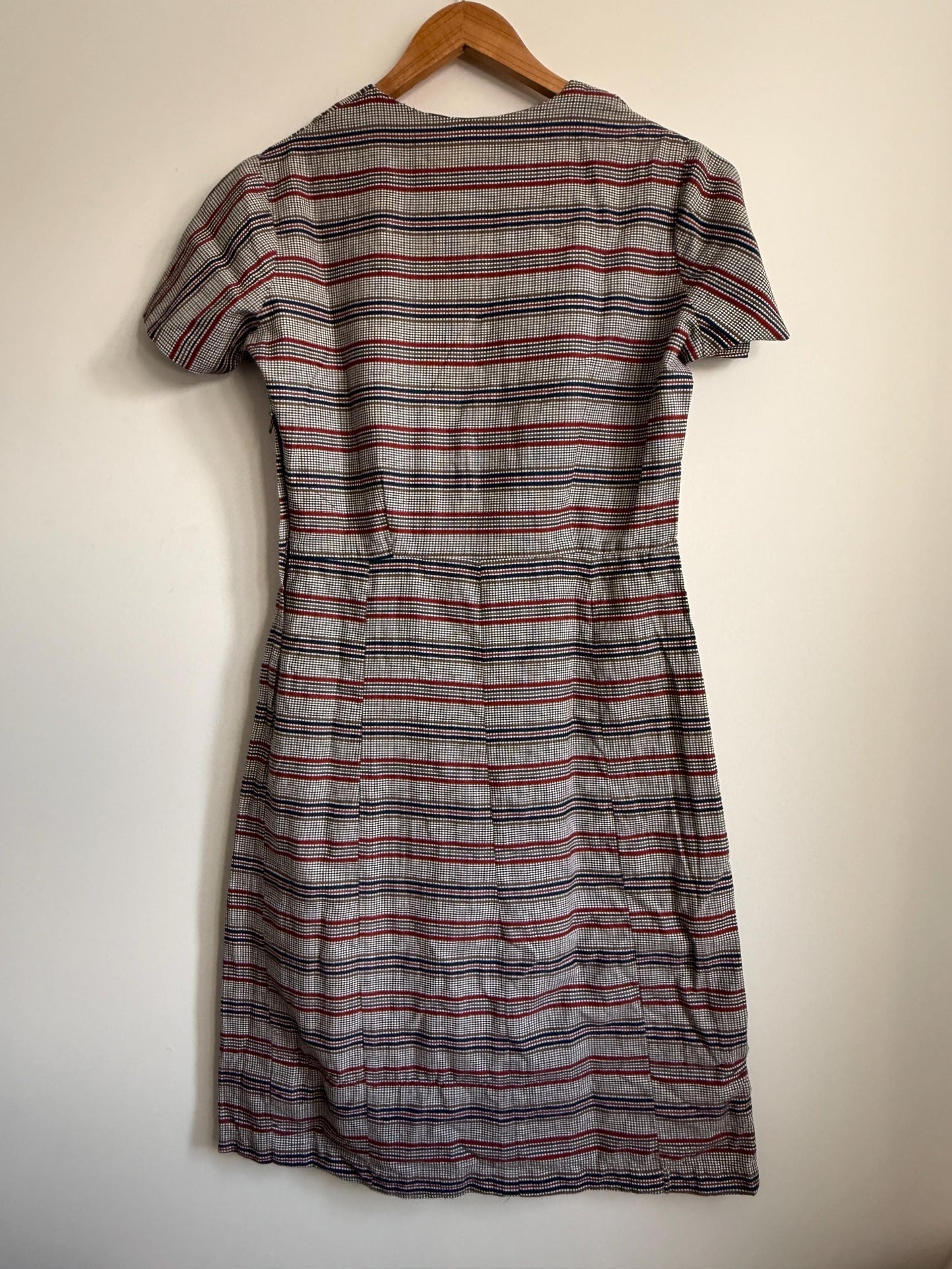 Vintage Checked Day Dress UK 12 | 1950s Midi Dress | Prairie Collar Dress | Retro Check Dress | Cottagecore