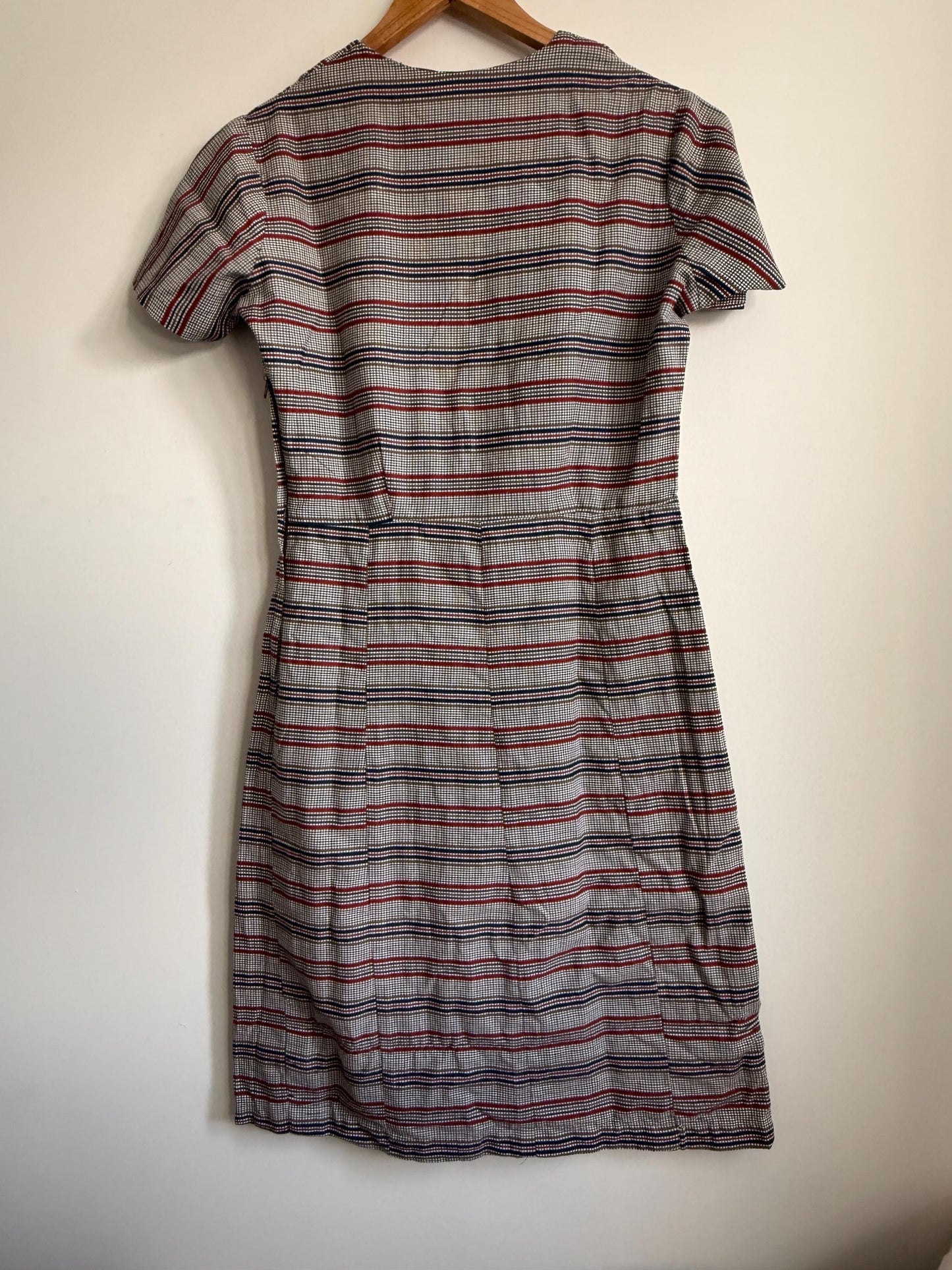 Vintage Checked Day Dress UK 12 | 1950s Midi Dress | Prairie Collar Dress | Retro Check Dress | Cottagecore