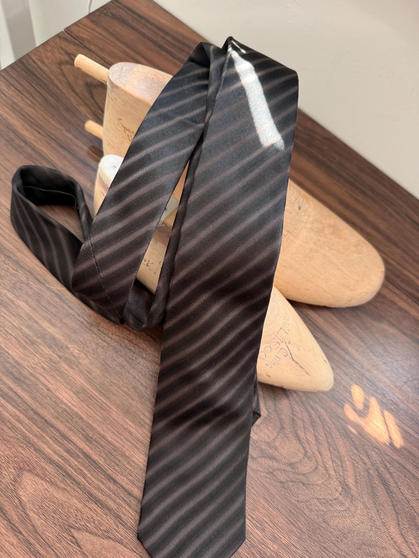 Vintage Chocolate Brown Silk Stripe Tie | Classic Men's Business & Formal Necktie