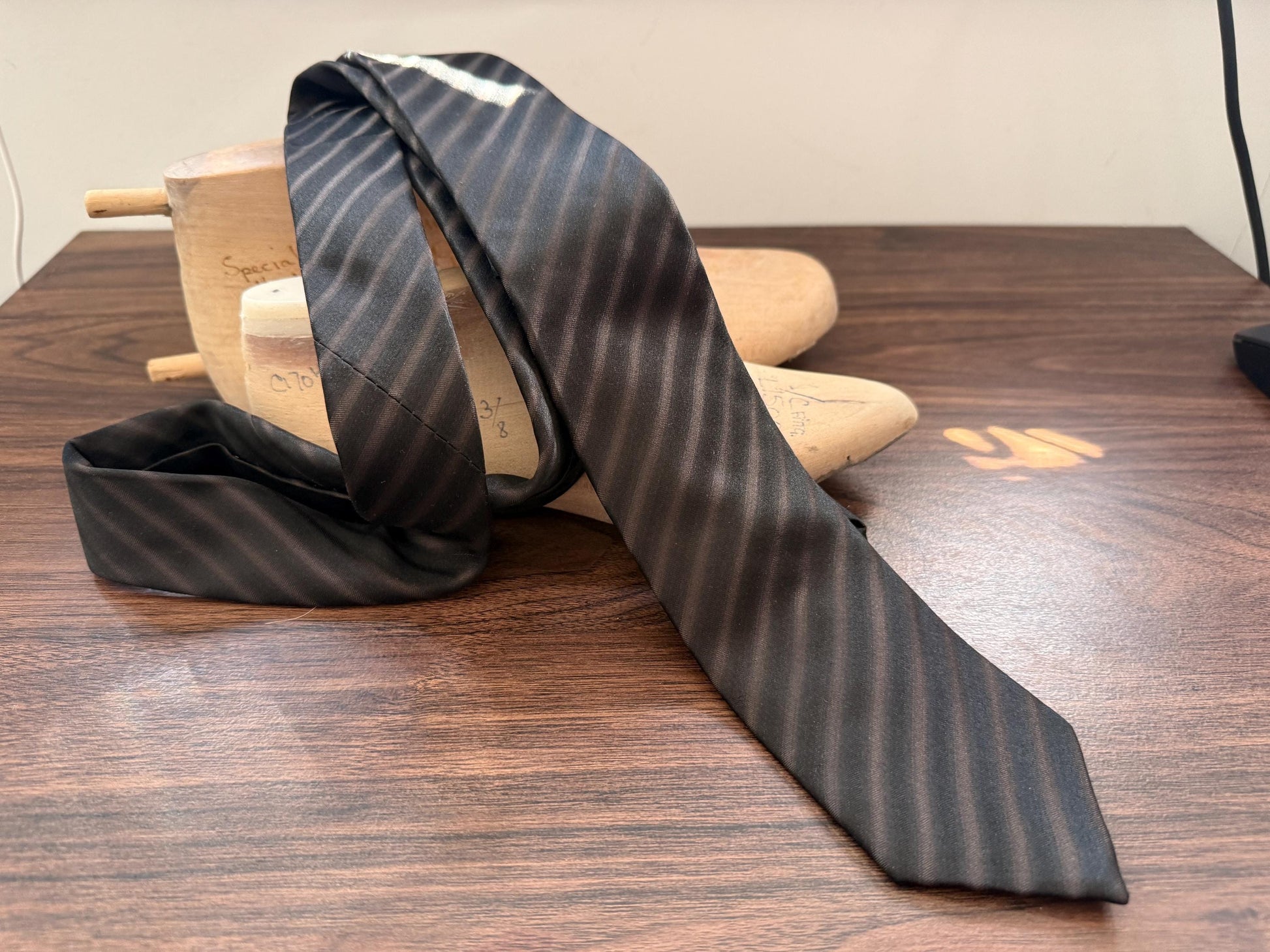 Vintage Chocolate Brown Silk Stripe Tie | Classic Men's Business & Formal Necktie