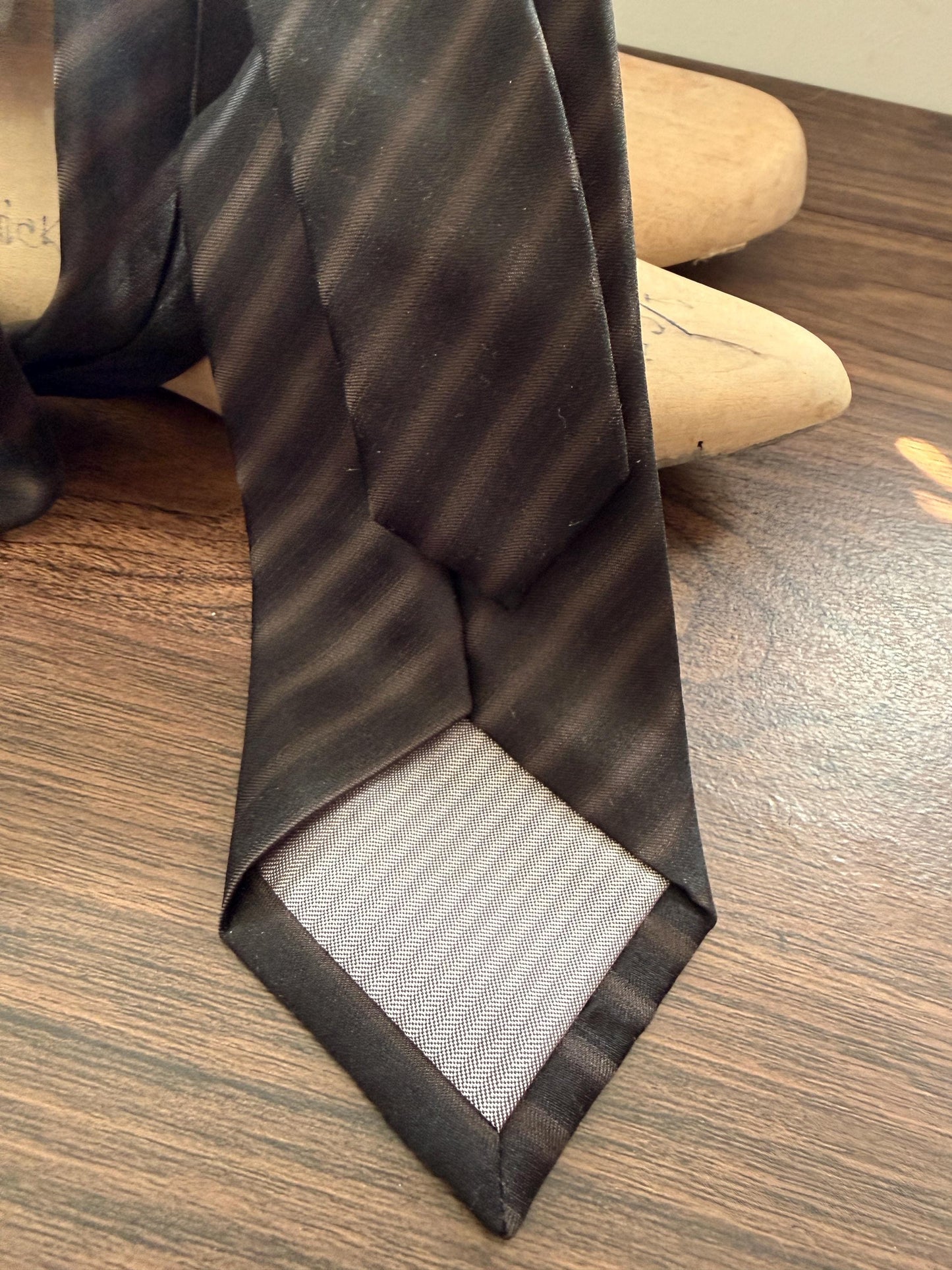Vintage Chocolate Brown Silk Stripe Tie | Classic Men's Business & Formal Necktie