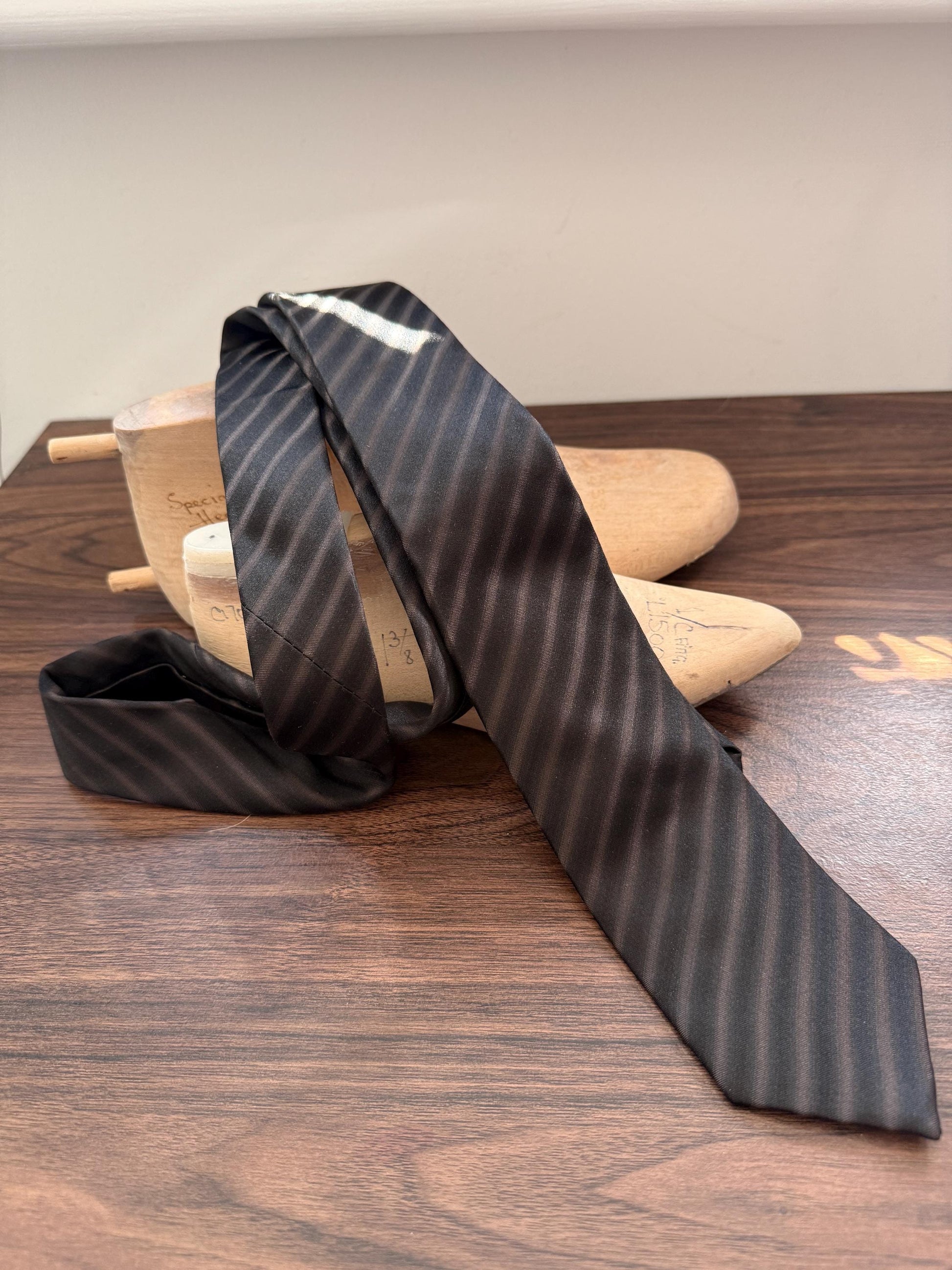 Vintage Chocolate Brown Silk Stripe Tie | Classic Men's Business & Formal Necktie