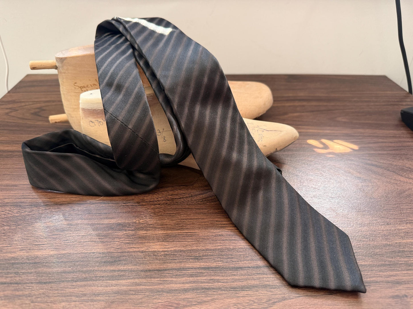 Vintage Chocolate Brown Silk Stripe Tie | Classic Men's Business & Formal Necktie