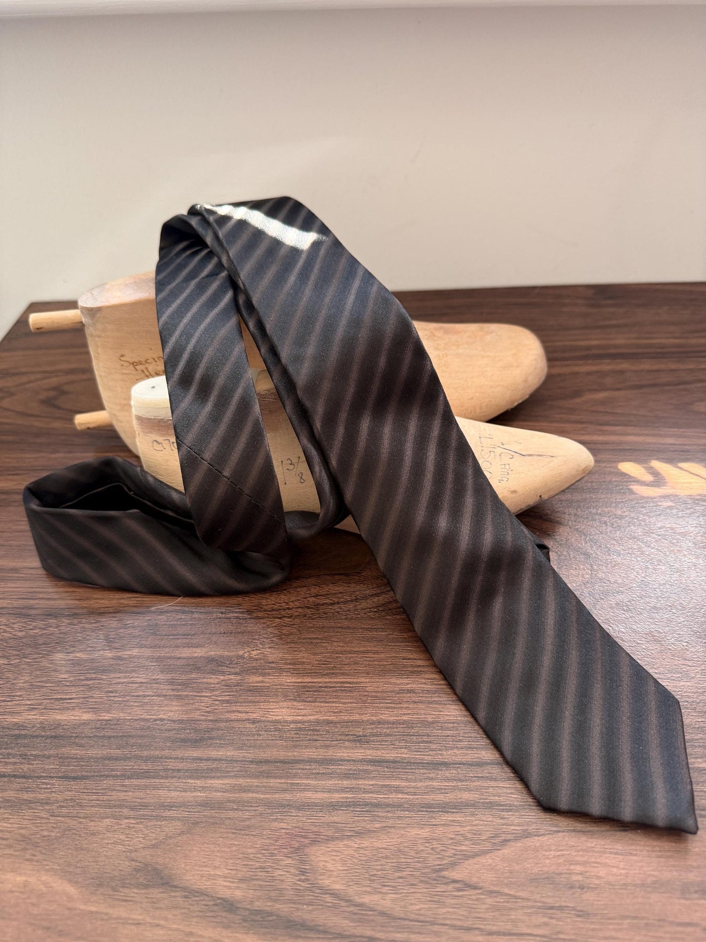 Vintage Chocolate Brown Silk Stripe Tie | Classic Men's Business & Formal Necktie
