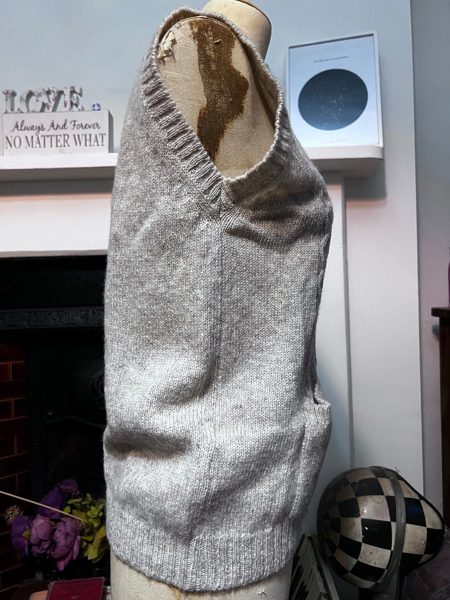 Vintage cream Cardigan sleeveless cardigan cable knit cardigan, vintage, knitwear, vintage vest, 70s cardigan grey tank pockets