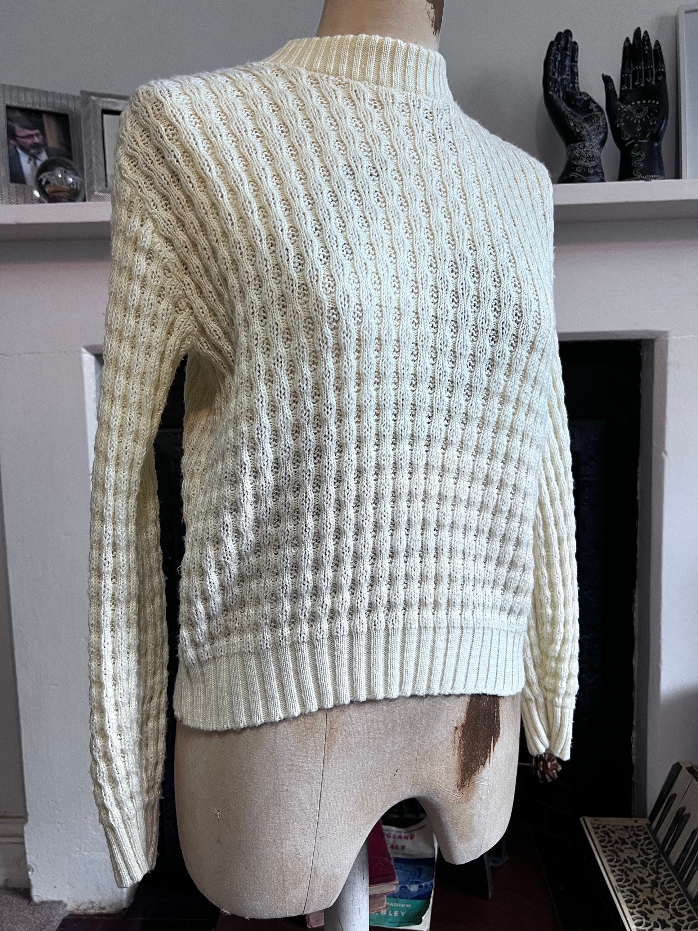 Vintage cream jumper acrylic jumper cream jumper cream vintage knitwear vintage pullover vintage jumper 1950s Vintage jumper pullover