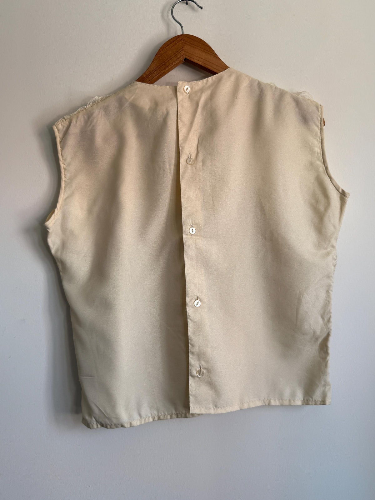 Vintage Cream Lace Top | Romantic Lace Blouse | Cottagecore Vintage Top | Sleeveless Lace Shell | Boho Bridal Top