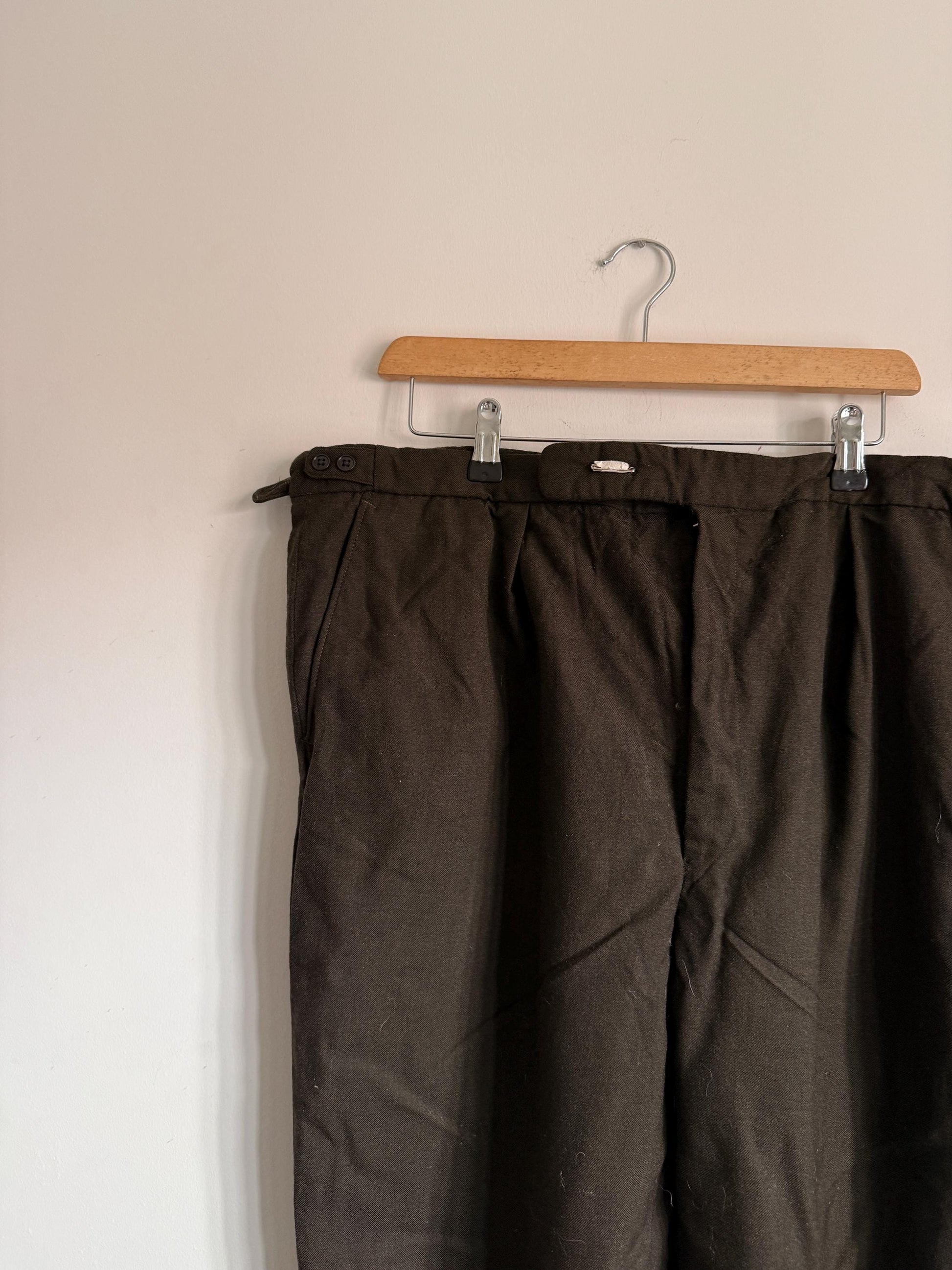 Vintage DAKS Brown Pure New Wool Trousers | Made in England Tailored Gentleman’s Pants | 1960s 1970s Side Adjusters Classic British Menswear