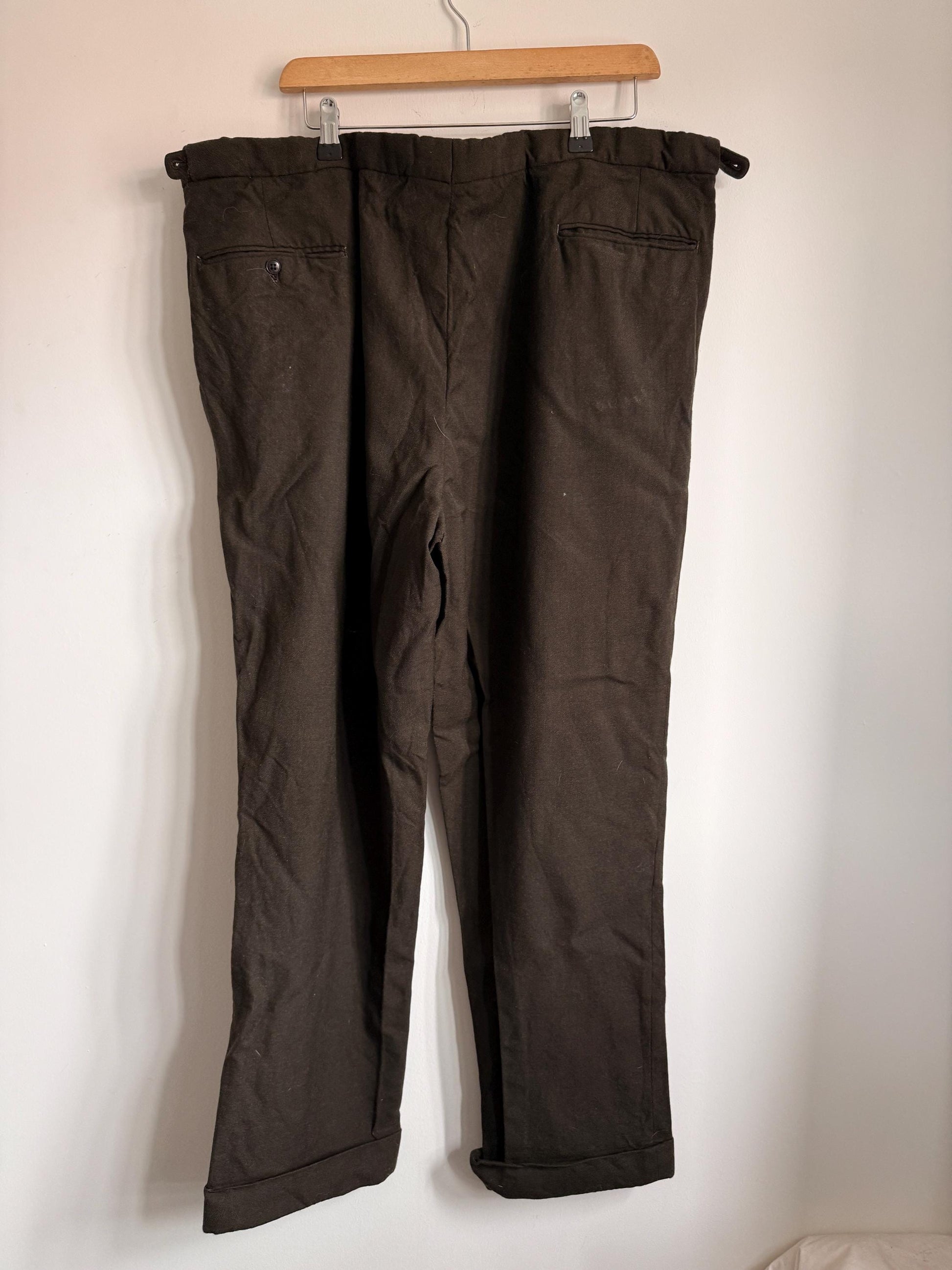Vintage DAKS Brown Pure New Wool Trousers | Made in England Tailored Gentleman’s Pants | 1960s 1970s Side Adjusters Classic British Menswear
