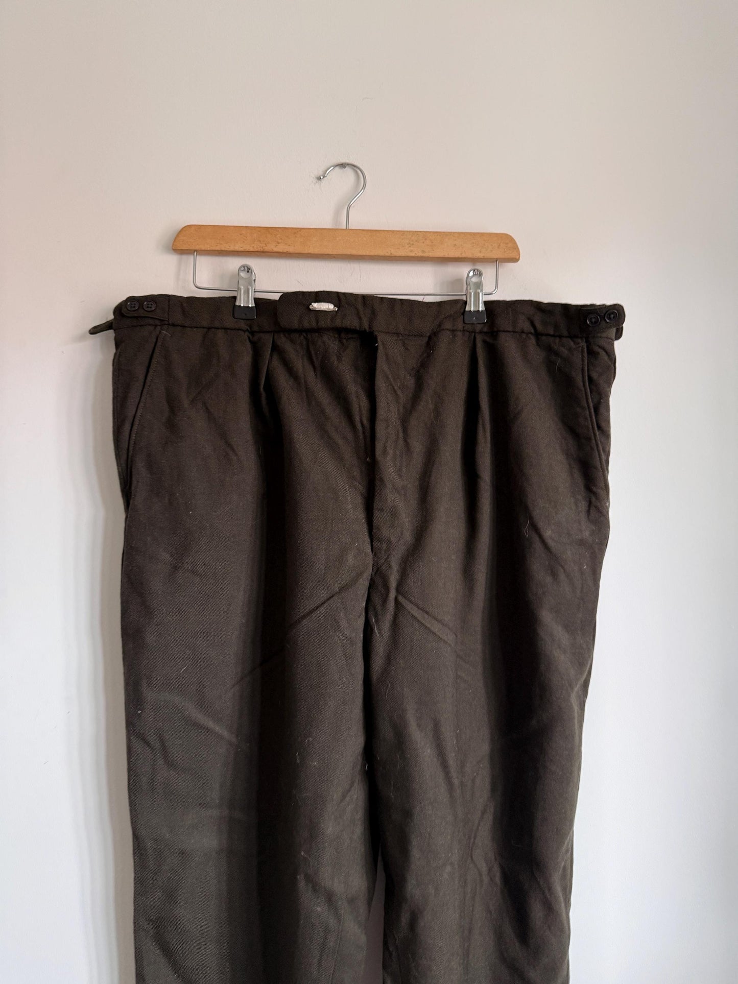 Vintage DAKS Brown Pure New Wool Trousers | Made in England Tailored Gentleman’s Pants | 1960s 1970s Side Adjusters Classic British Menswear