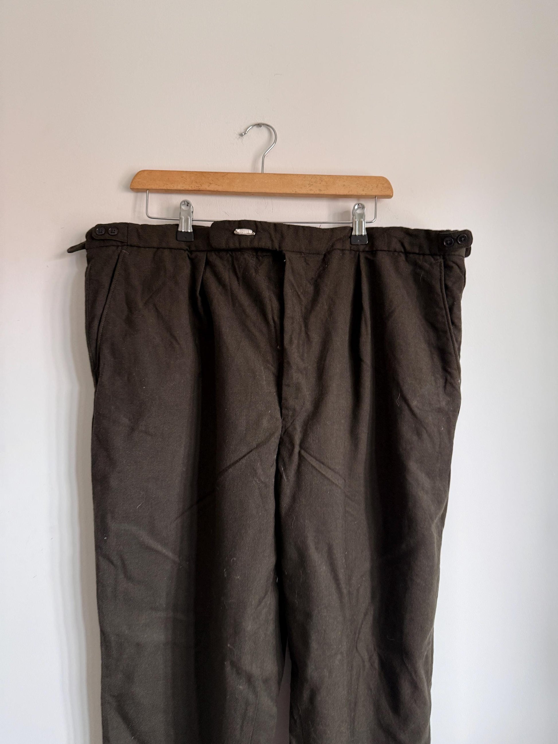Vintage DAKS Brown Pure New Wool Trousers | Made in England Tailored Gentleman’s Pants | 1960s 1970s Side Adjusters Classic British Menswear