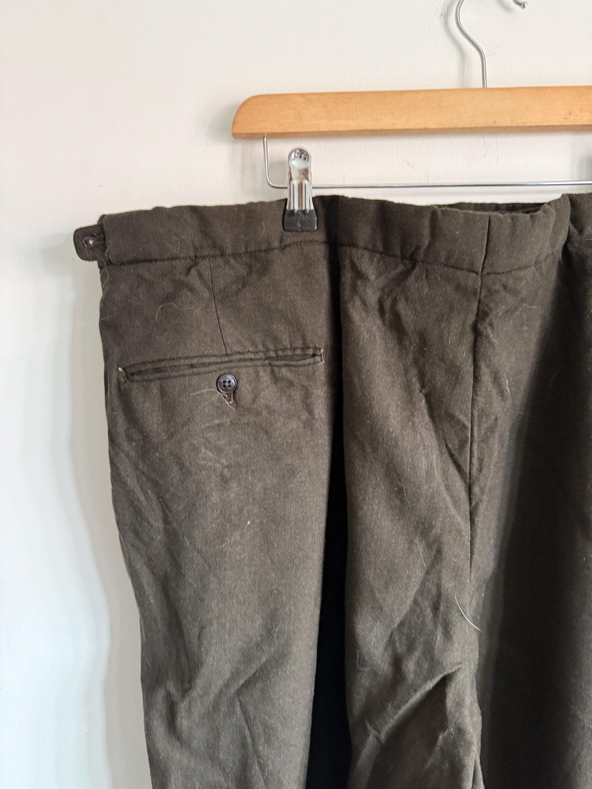 Vintage DAKS Brown Pure New Wool Trousers | Made in England Tailored Gentleman’s Pants | 1960s 1970s Side Adjusters Classic British Menswear