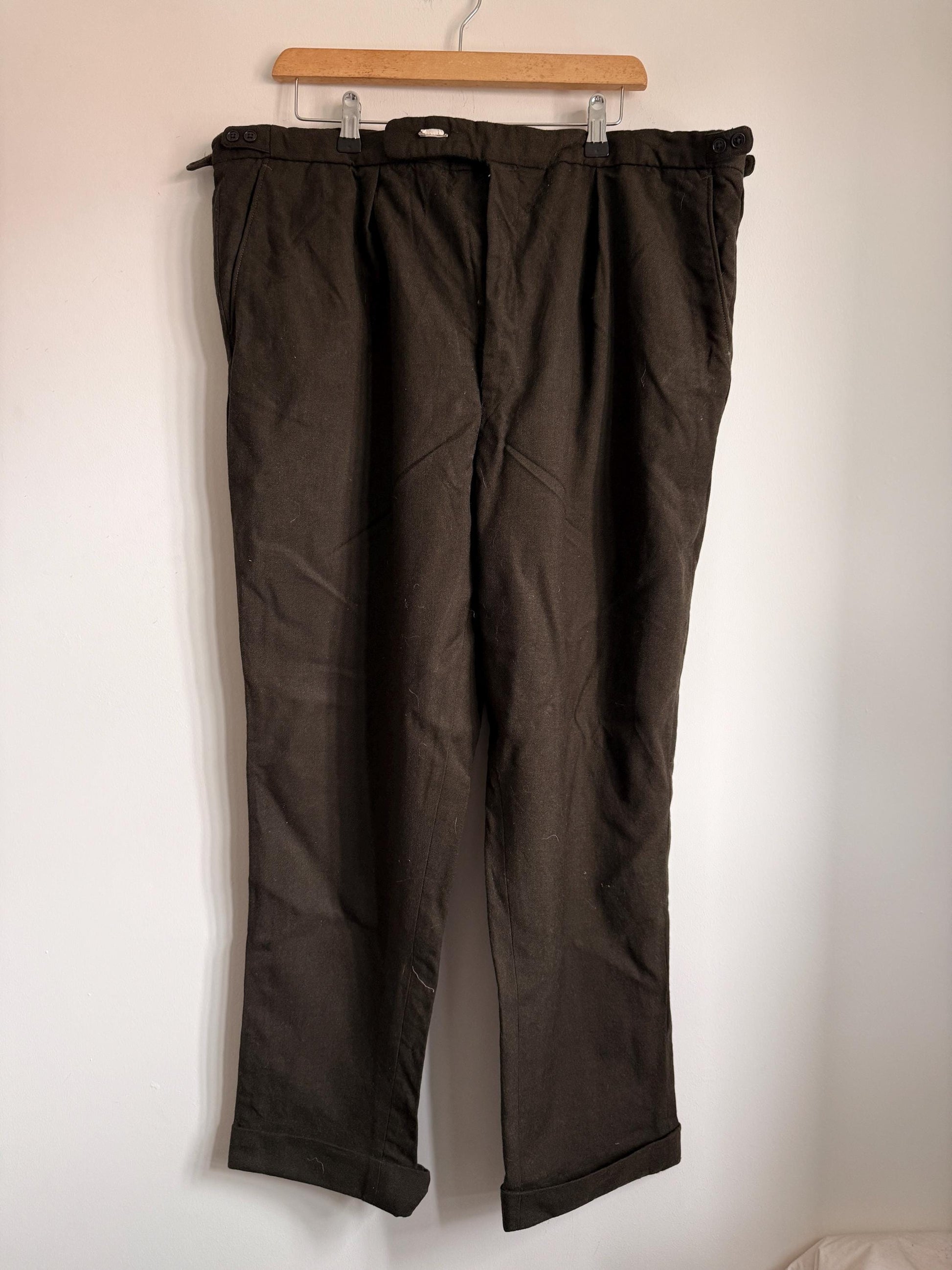 Vintage DAKS Brown Pure New Wool Trousers | Made in England Tailored Gentleman’s Pants | 1960s 1970s Side Adjusters Classic British Menswear