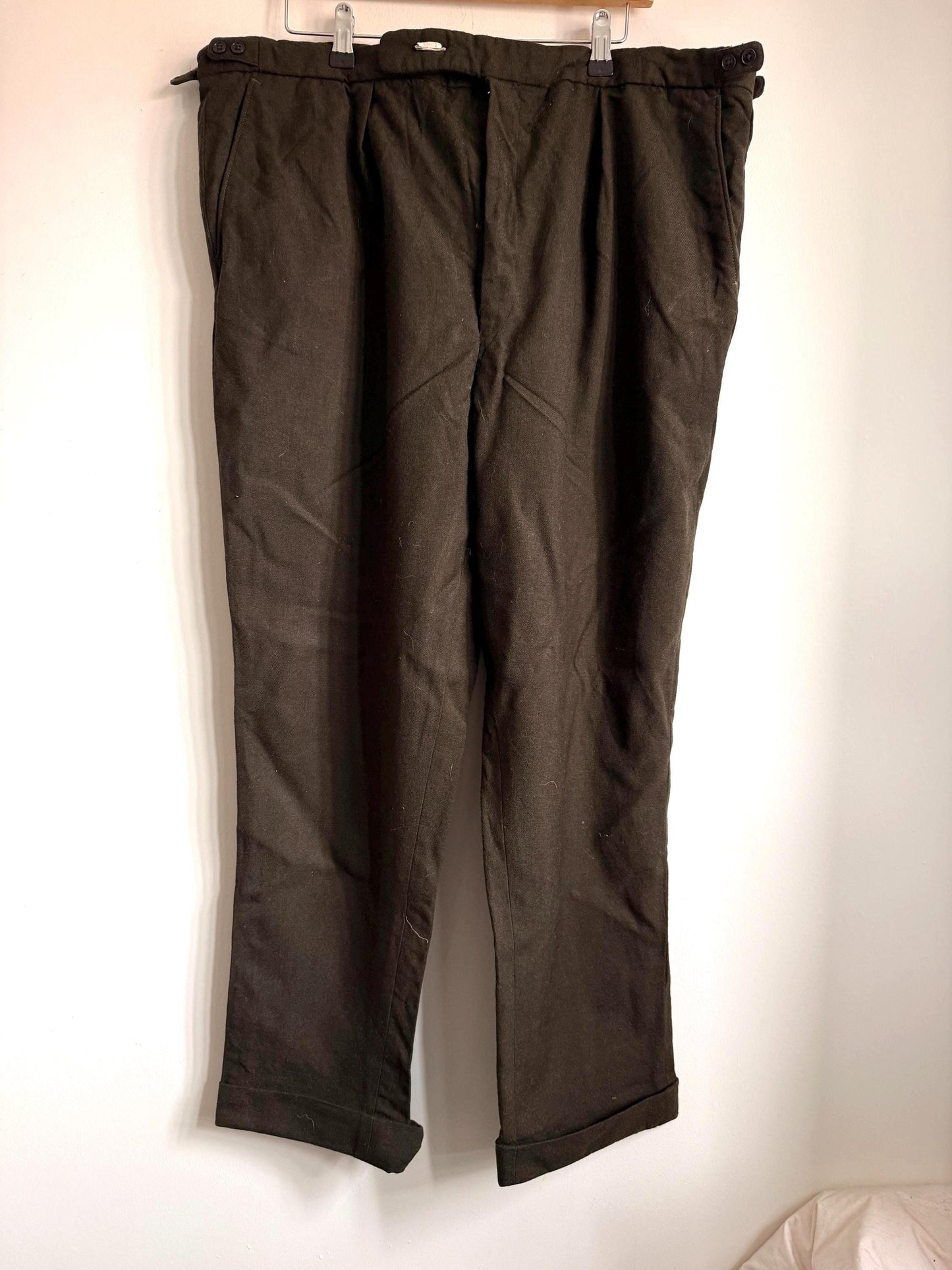 Vintage DAKS Brown Pure New Wool Trousers | Made in England Tailored Gentleman’s Pants | 1960s 1970s Side Adjusters Classic British Menswear