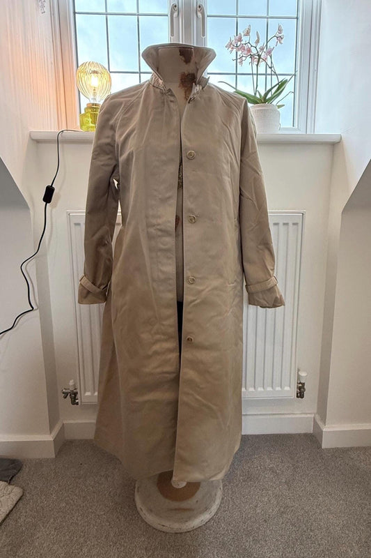 Vintage Dannimac Trench Coat – Beige Belted Mac / Raincoat, Size UK 12–14, Classic 1980s Style