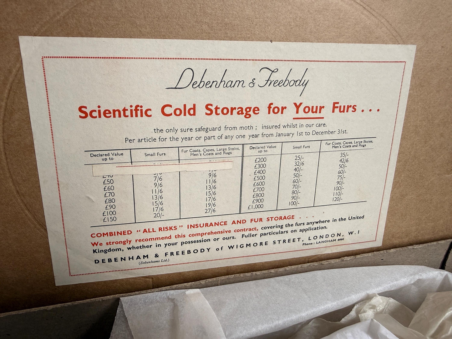 Vintage Debenham & Freebody Presentation Box | Royal Warrant Retail Ephemera