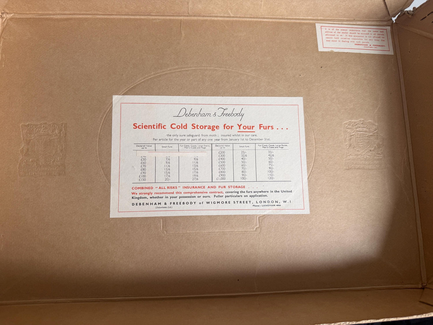 Vintage Debenham & Freebody Presentation Box | Royal Warrant Retail Ephemera
