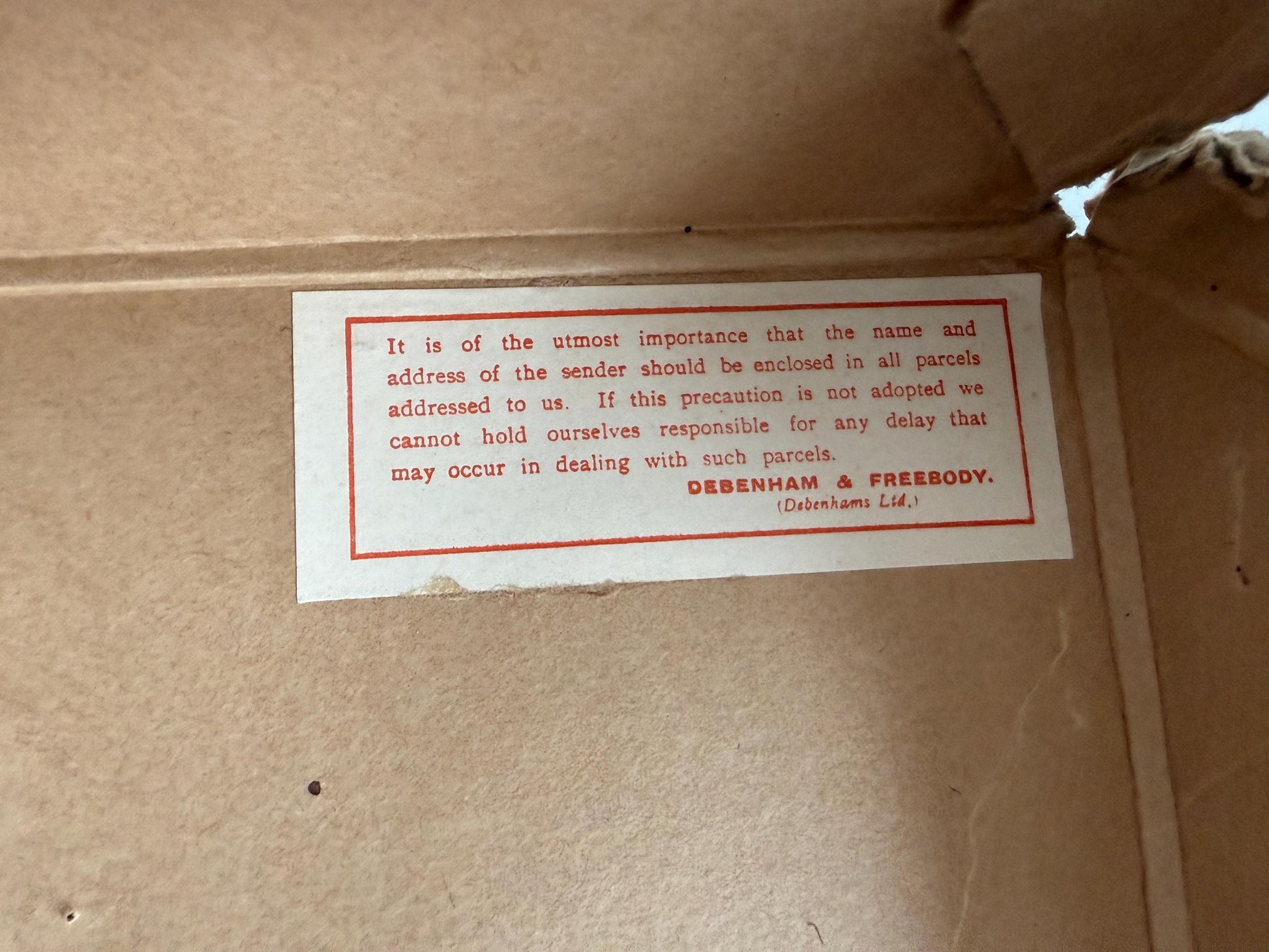 Vintage Debenham & Freebody Presentation Box | Royal Warrant Retail Ephemera