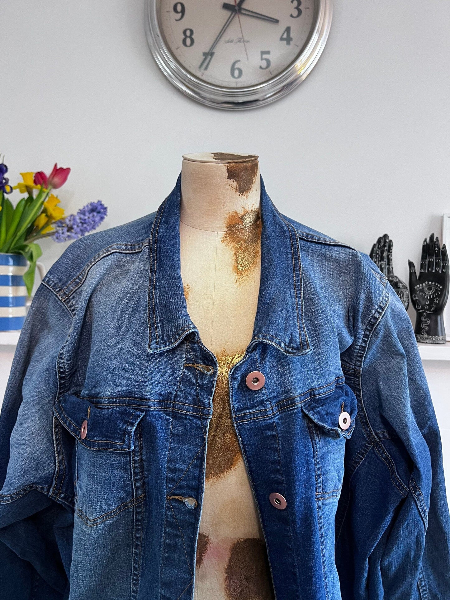 Vintage blue denim jacket 80’s 90’s denim jacket - Vintage denim Jacket Blue Stonewashed Denim - oversized UK22-24