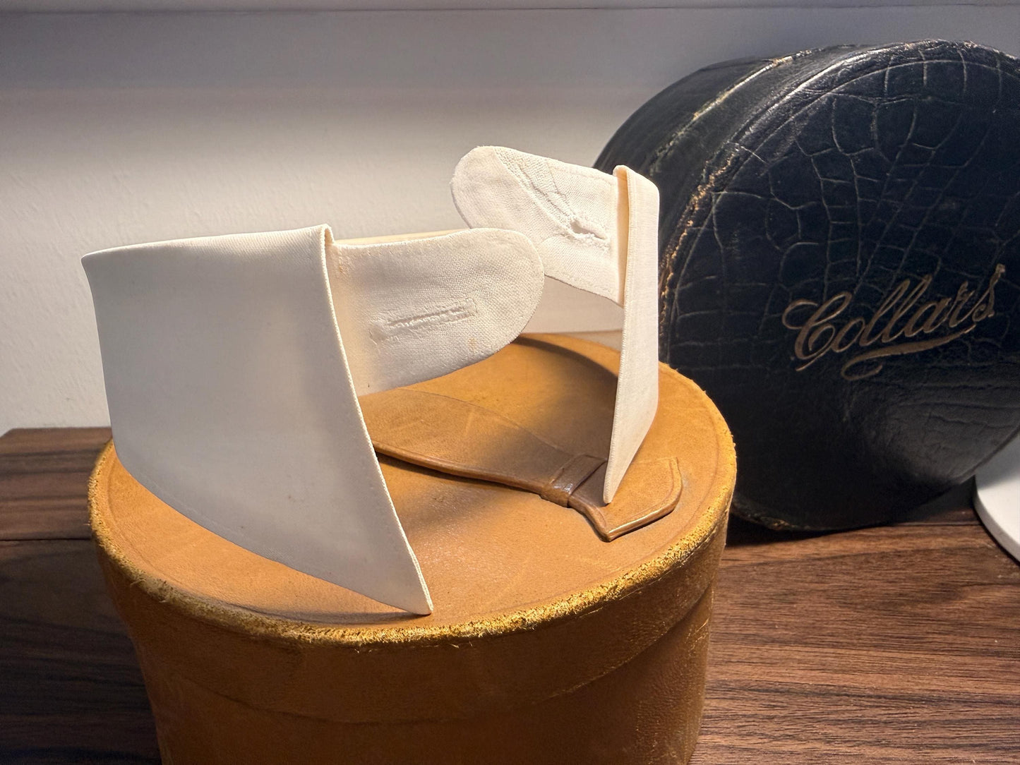 Vintage Detachable Polo Collar 14 1/4 " Collars Ltd Swallow 11 White Stiff Cotton Shirt Collar | Mid Century Menswear