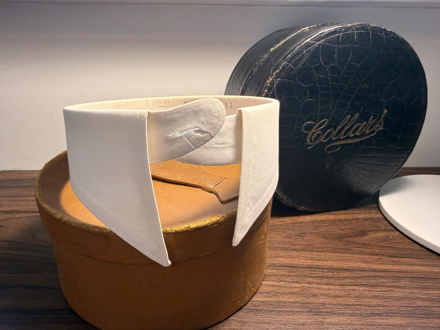Vintage Detachable Polo Collar 14 1/4 " Collars Ltd Swallow 11 White Stiff Cotton Shirt Collar | Mid Century Menswear