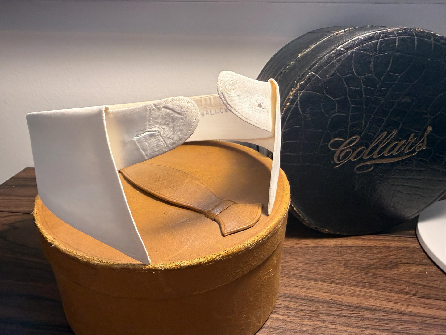 Vintage Detachable Polo Collar 14 1/4 " Collars Ltd Swallow 11 White Stiff Cotton Shirt Collar | Mid Century Menswear