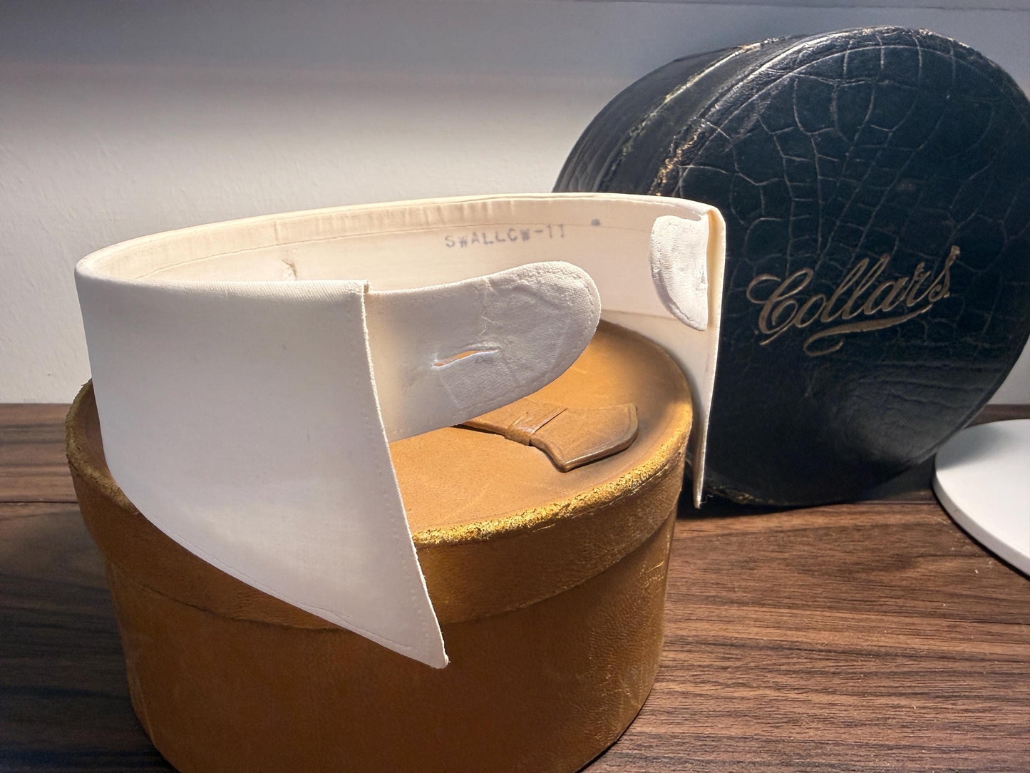 Vintage Detachable Polo Collar 14 1/4 " Collars Ltd Swallow 11 White Stiff Cotton Shirt Collar | Mid Century Menswear