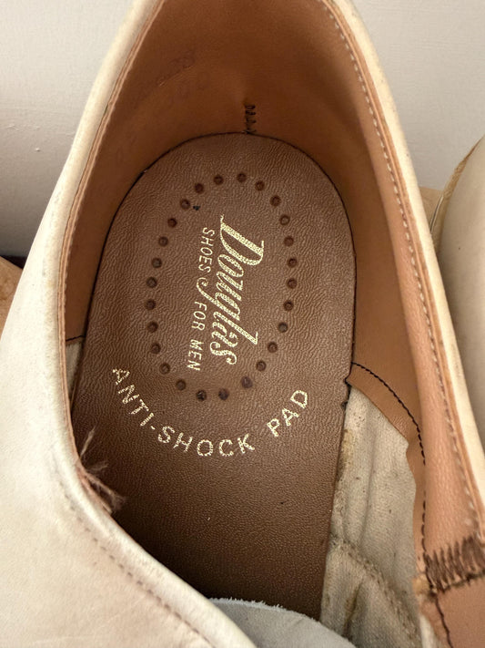 Vintage Douglas Off White Leather Derby Shoes | Men's Minimalist Lace Up Footwear UK8