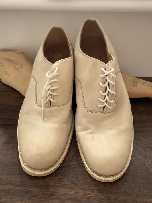 Vintage Douglas Off White Leather Derby Shoes | Men's Minimalist Lace Up Footwear UK8