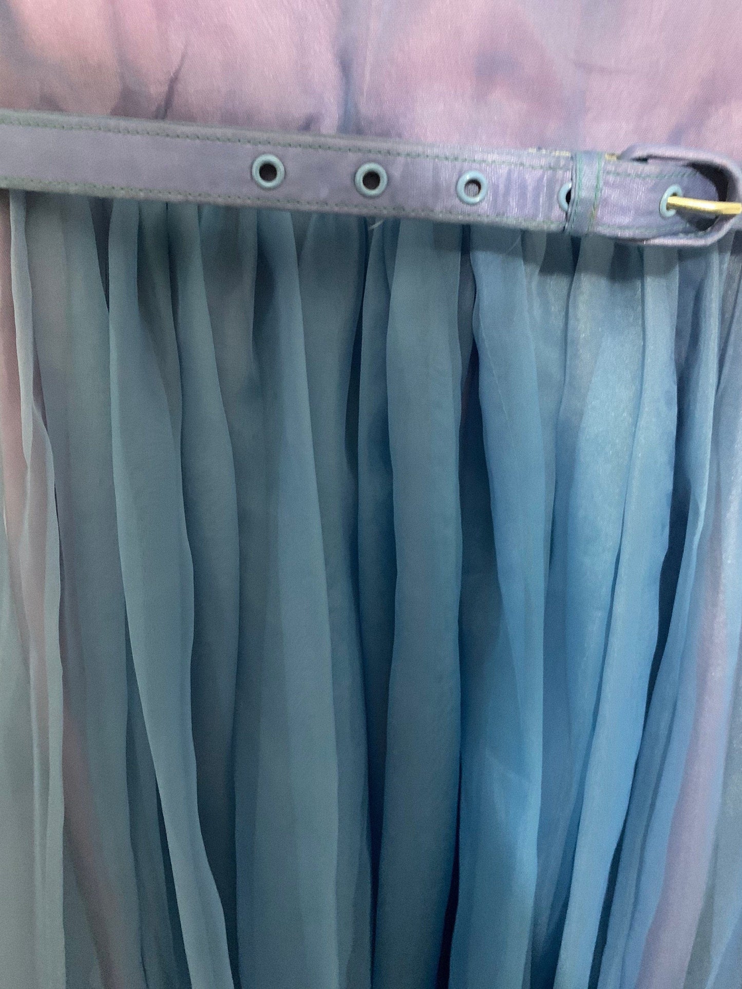 1950s Purple Blue Swing Dress Chiffon Overlayer Semi Sheer Skirt by Peggy Petite designed by Peggy Page