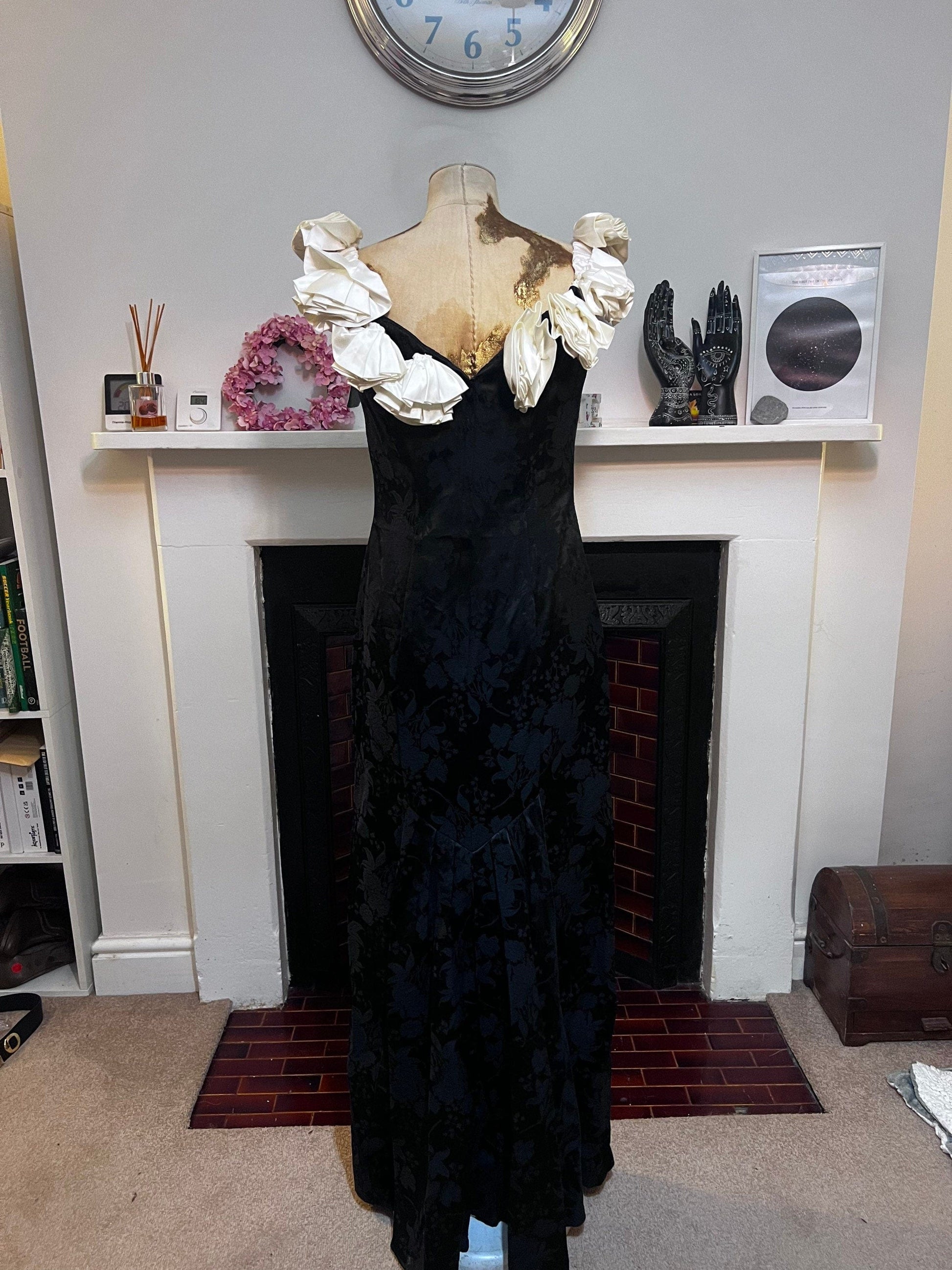 Vintage dress Black & Cream Scott McClintock 80s Prom Dress - Jessica McClintock for Gunne Sax