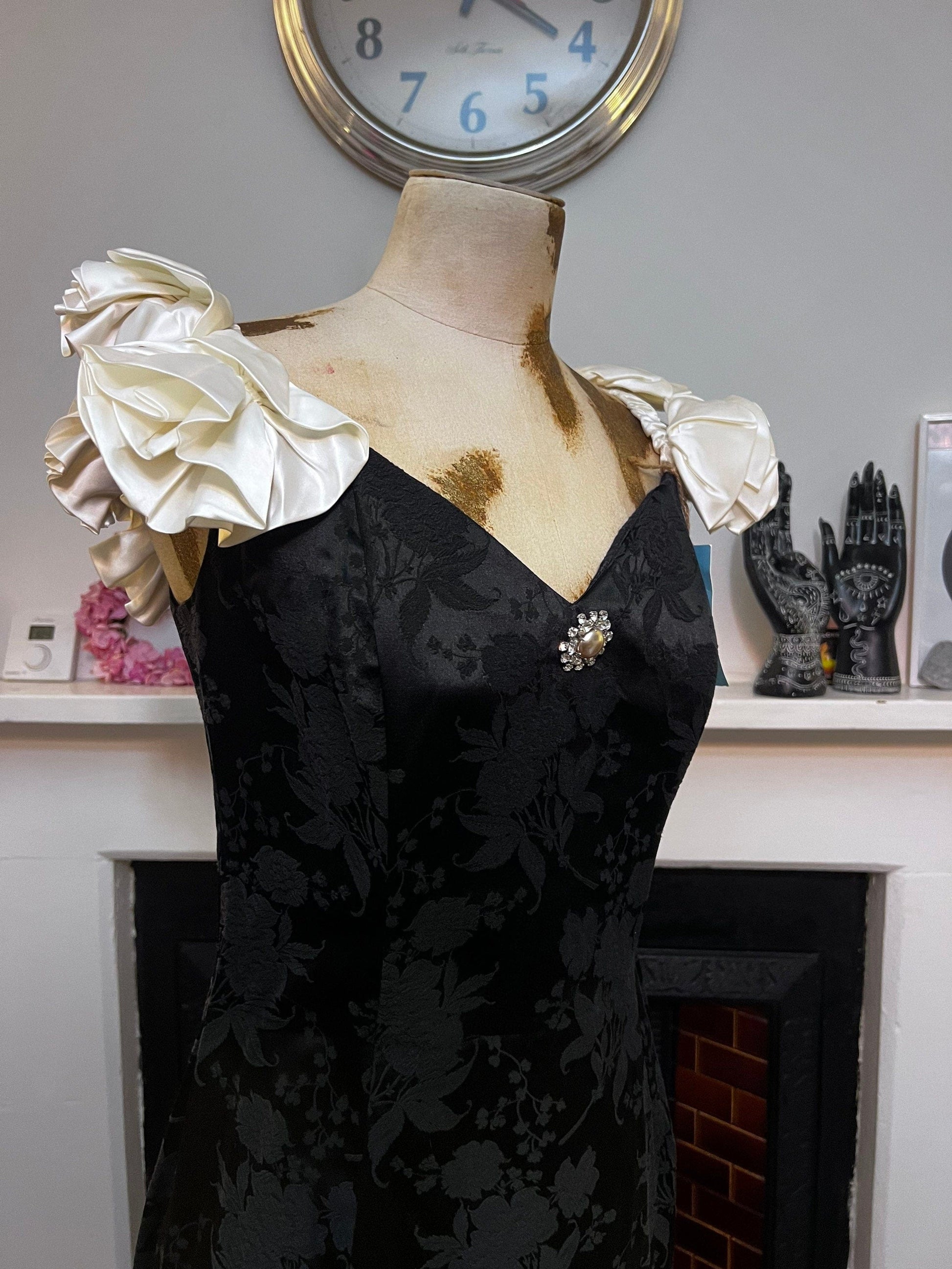 Vintage dress Black & Cream Scott McClintock 80s Prom Dress - Jessica McClintock for Gunne Sax